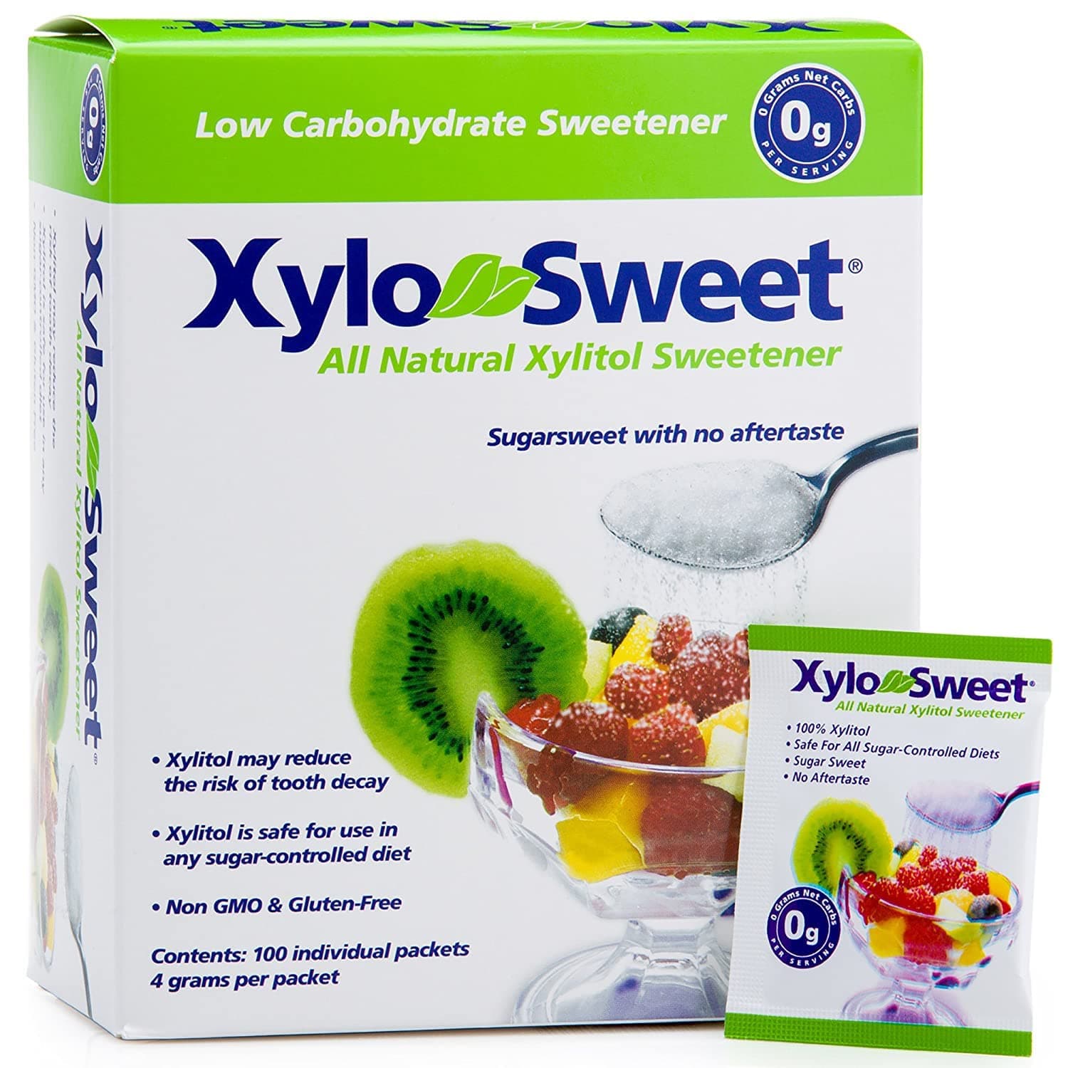 Xlear XyloSweet Plant Sourced Xylitol Sweetener - Pure Natural Sugar Substitute, Granules, Non-GMO, Gluten-Free, 100 Packets (Pack of 3)