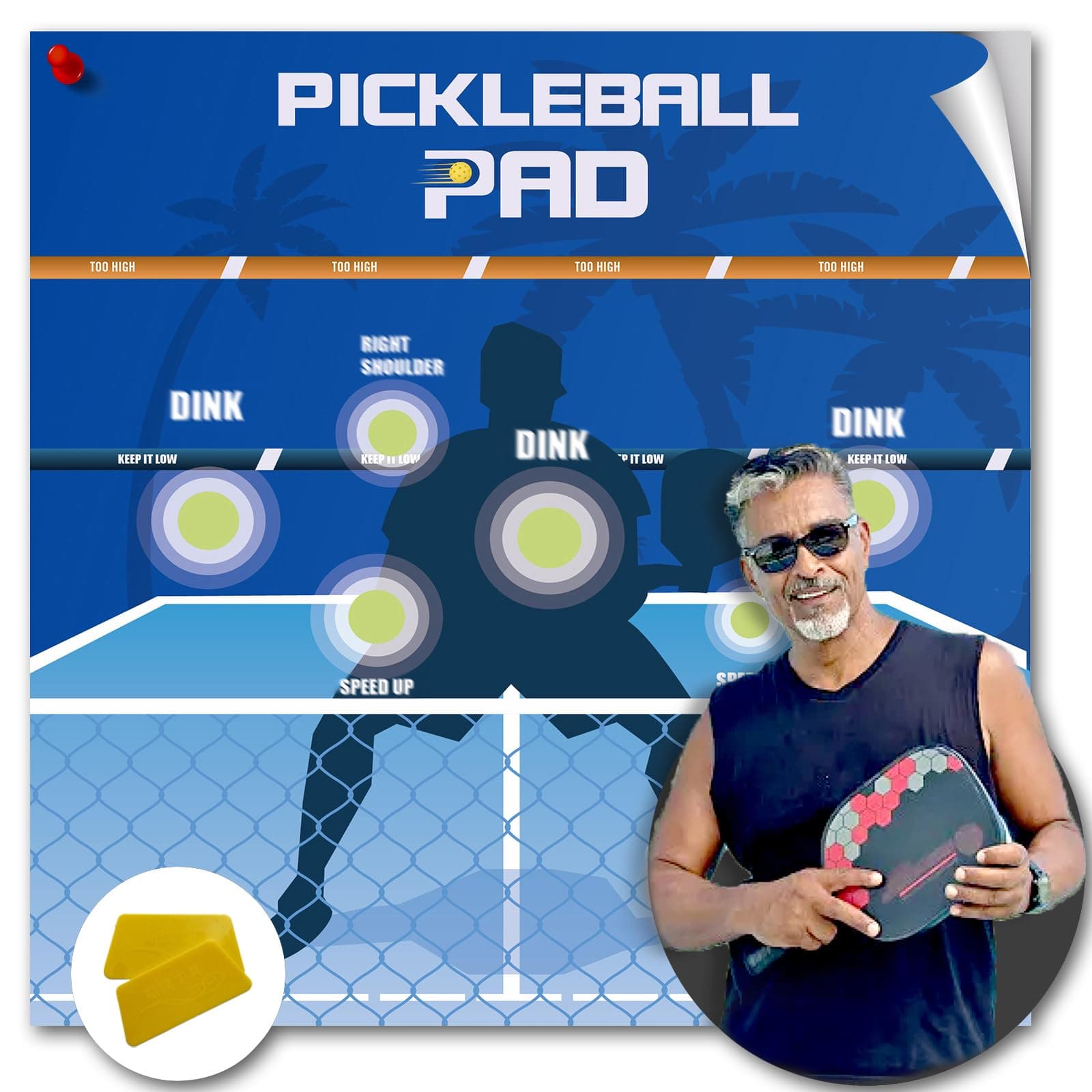 YIUMJSY Pickleball Practice Board, Dink Master, Improve Forehands, Dink Shots, Volleys, No Partner Required, Easy Installation, Weather-Resistant
