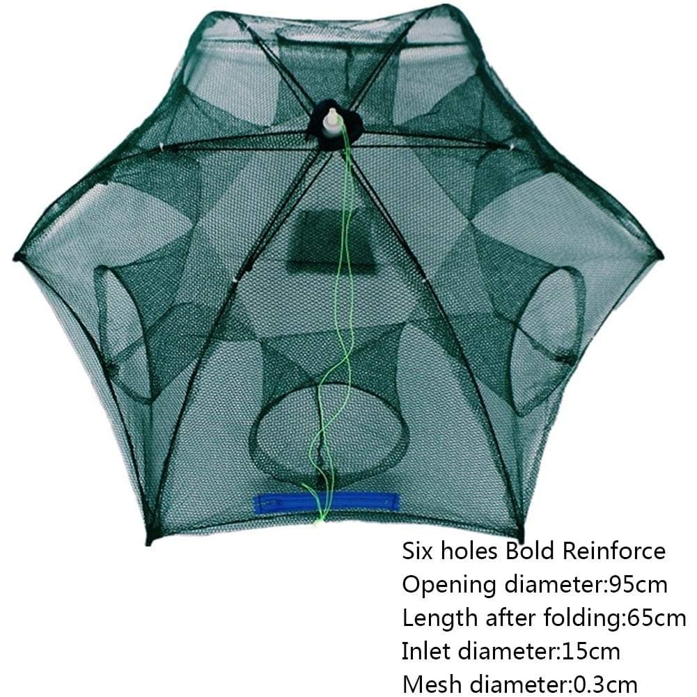 Febelle Umbrella Net Fishing Cage 4/6/8/12/16 Hole Automatic Folding Portable Fishing Net Fishing Shrimp Fish Carp Bait Casting Net Trap
