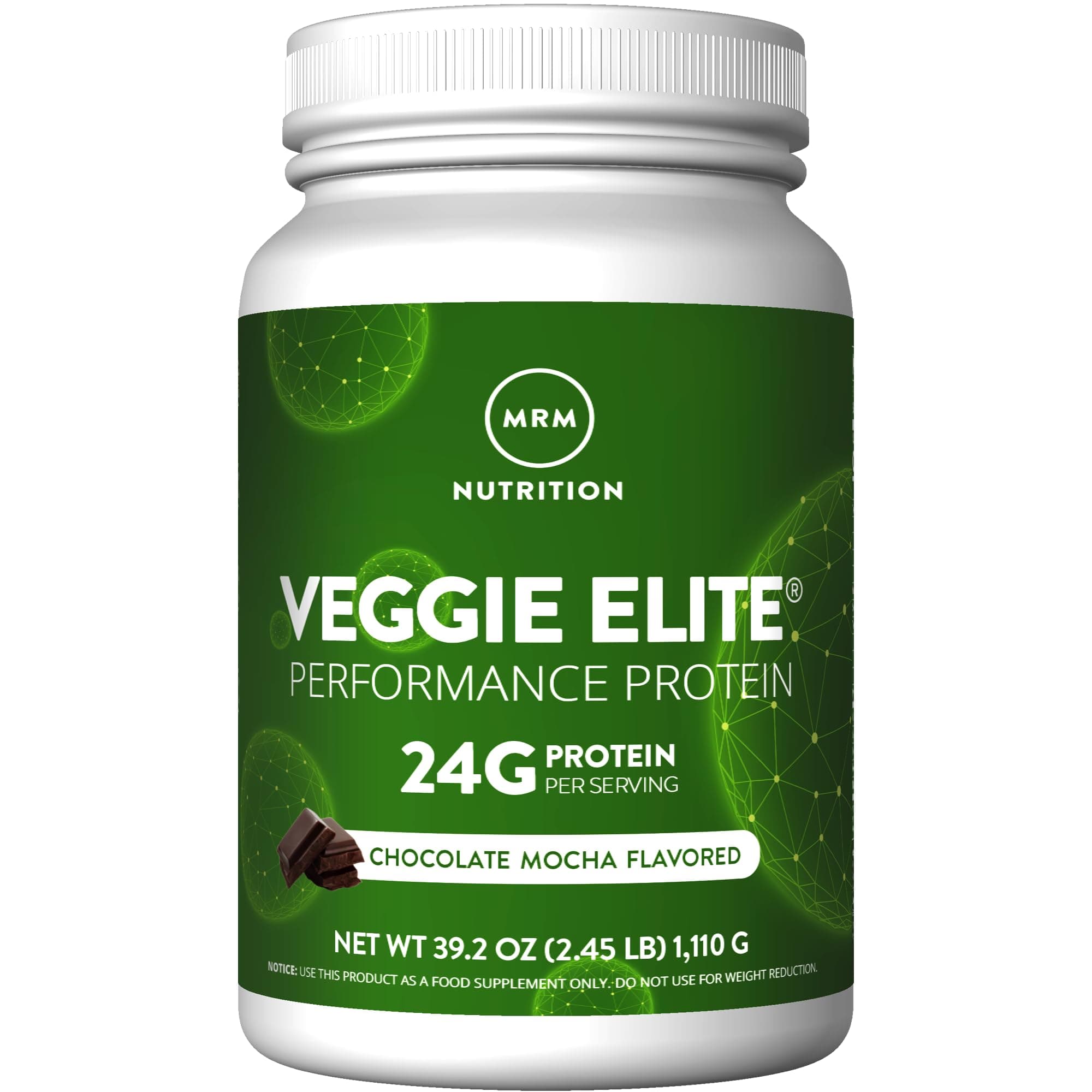 Veggie Elite Performance Protein - Chocolate Mocha, Plant-Based Powder, 24g Protein per Serving with BCAAs & Digestive Enzymes, Clinically Tested - Vegan, Gluten-Free - 31 Servings