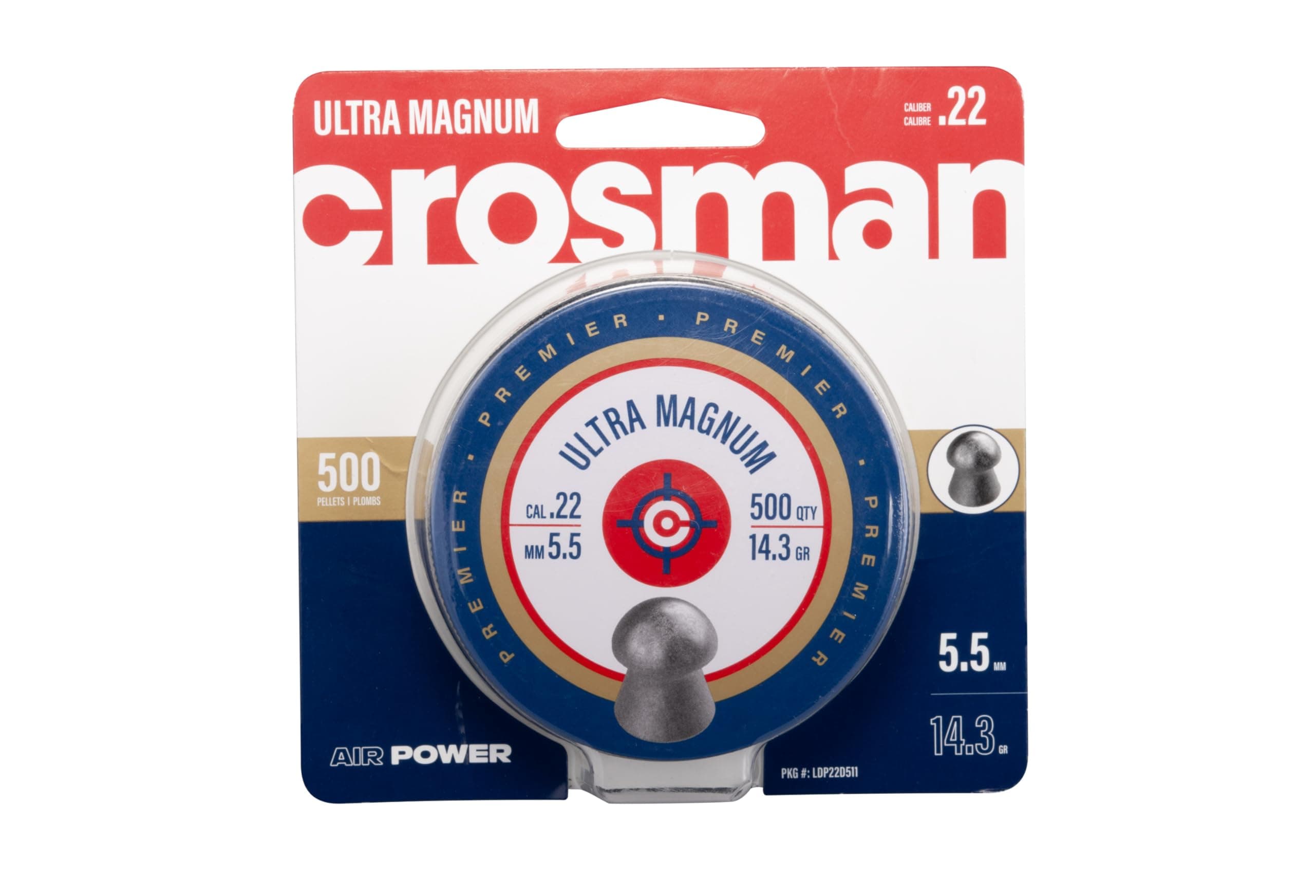 CrosmanCrosman Domed Premier Pellets, 0.22-Calibre, 500 Count