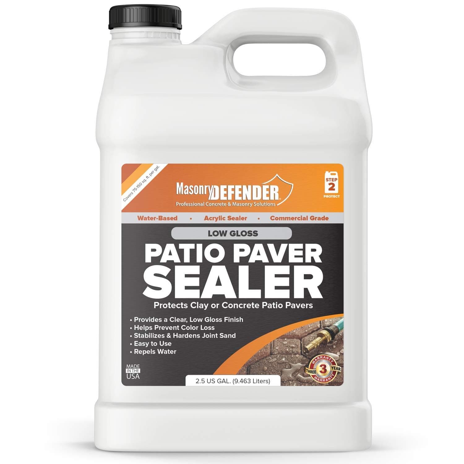 Patio Paver Sealer - Low Gloss, Clear, Water-Based, Masonry Sealer - 2.5 Gallon