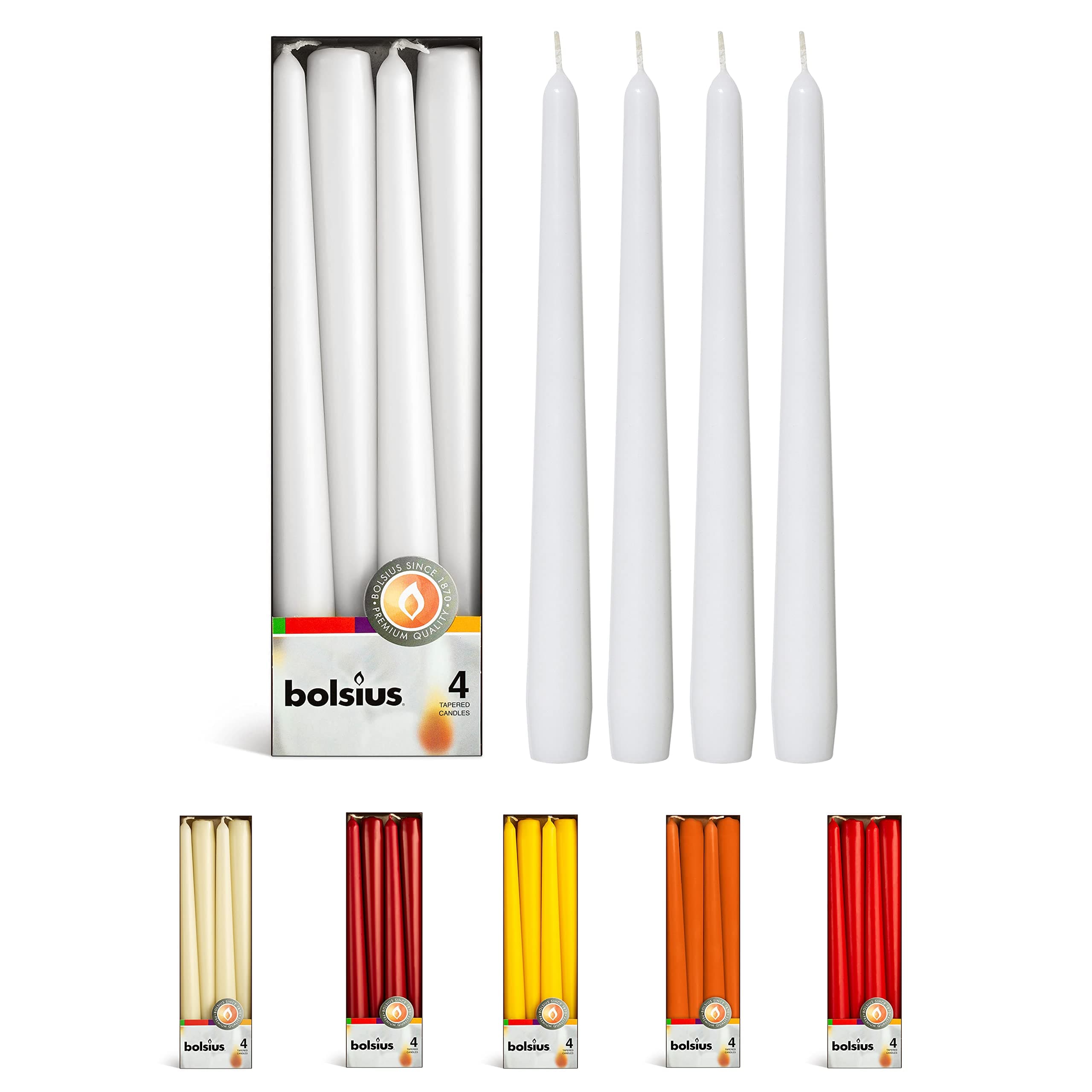 White Taper Candles - 4 Pack Unscented 10 Inch Dinner Candle Set - 8 Hours Burn Time - Premium European Quality - Smokeless and Dripless Household, Wedding, Party, and Home Decor Candlesticks