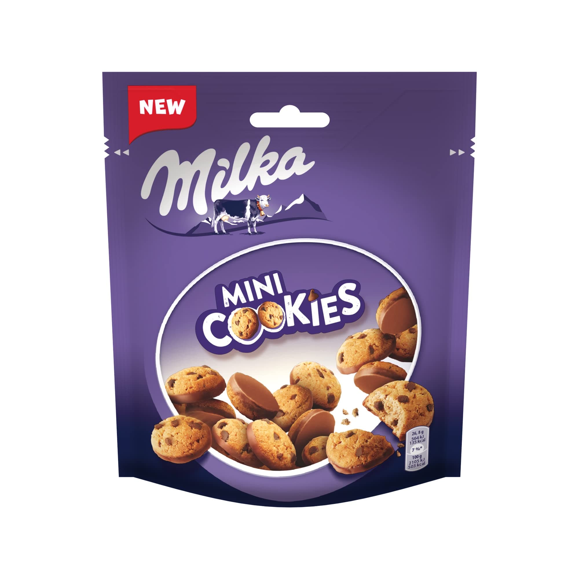 Mini Cookies Covered with Alpine Milk Chocolate Pieces (Imported), 110g