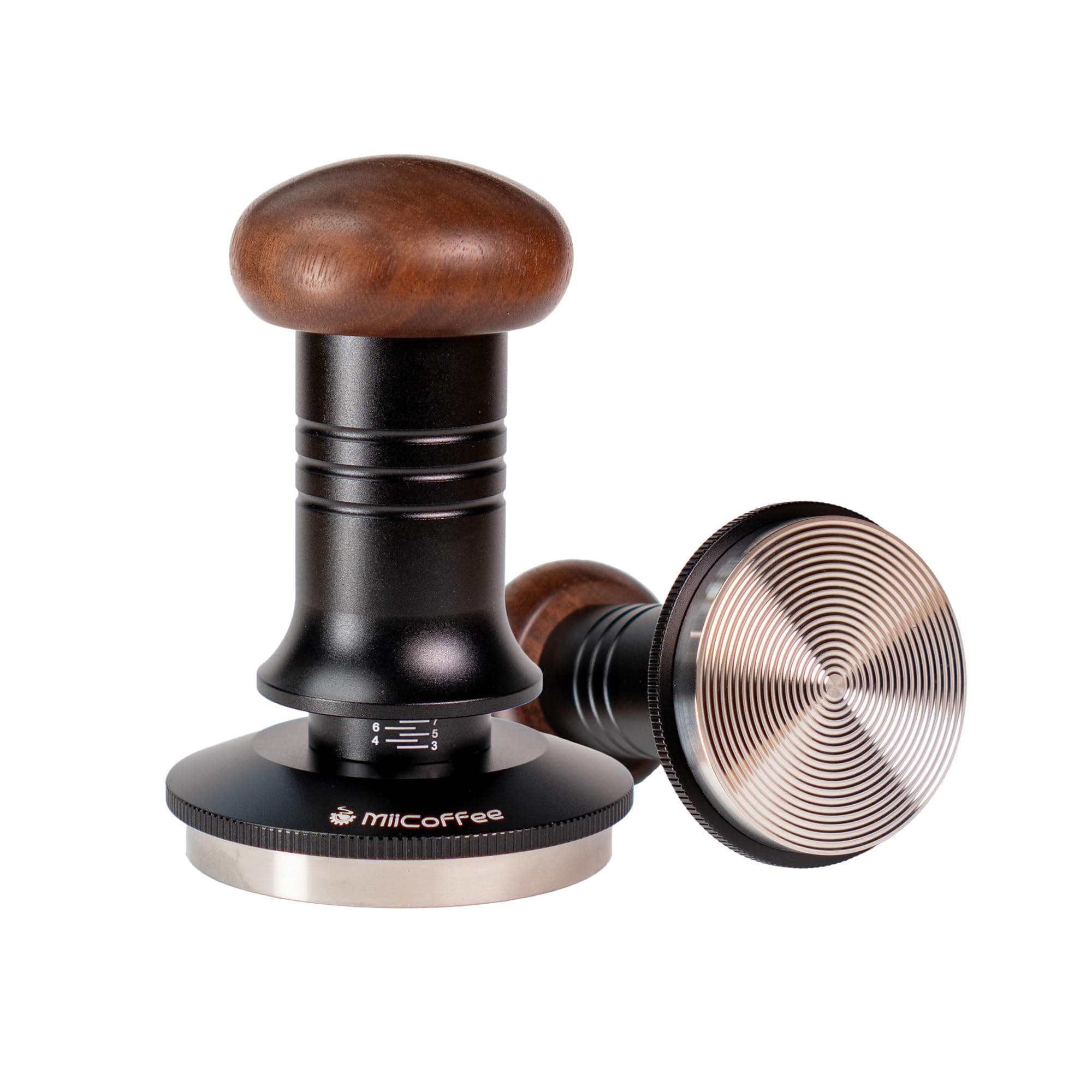 MiiCoffee Espresso Tamper 58.5mm, Level Coffee Tamper with Spring Loaded, Hand Tamper for 58mm Portafilter Adjustable Depth Stainless Steel Flat Base