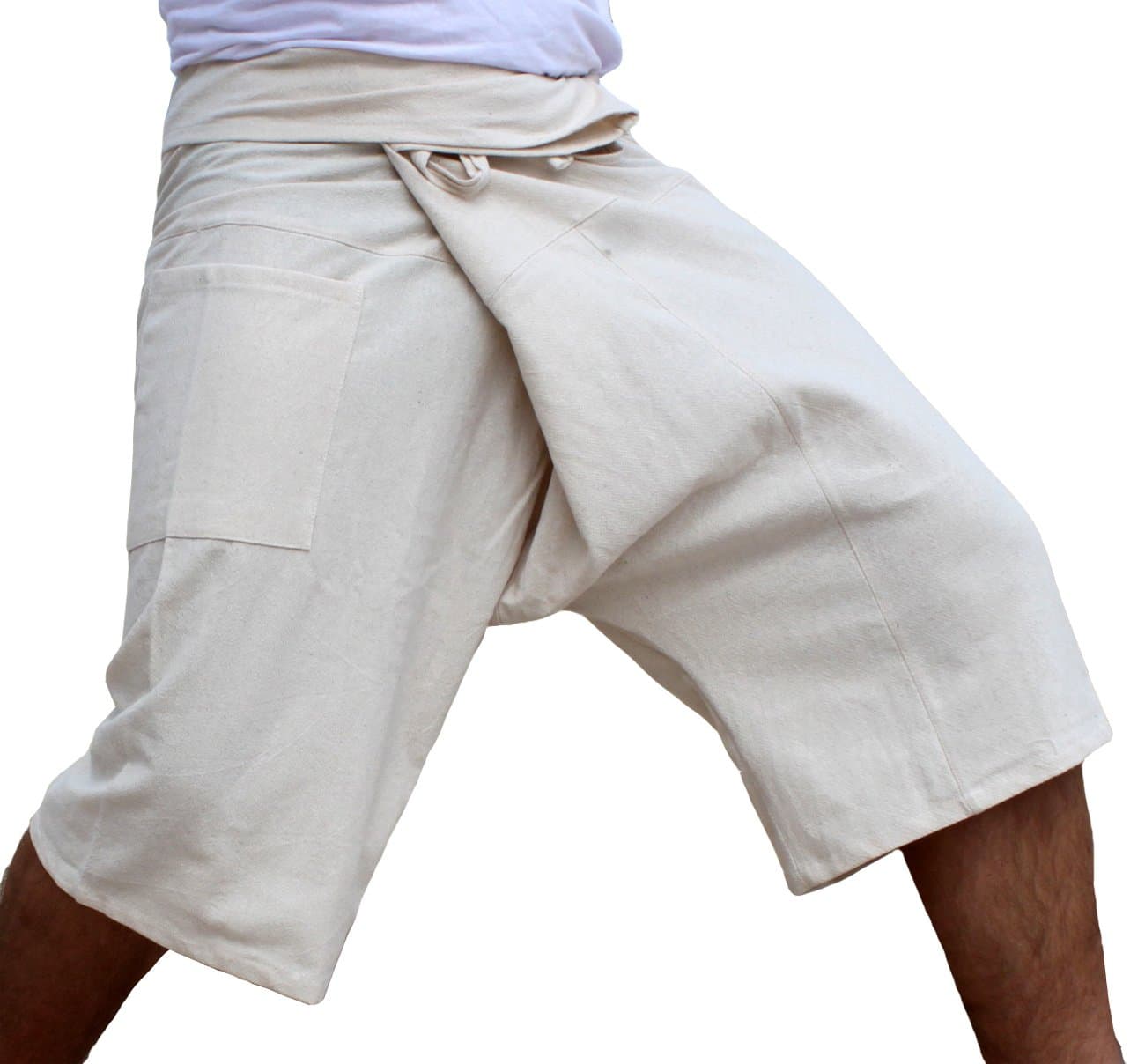 RaanPahMuang Brand Muang Patch Black Waist Fisherman Wrap Pants