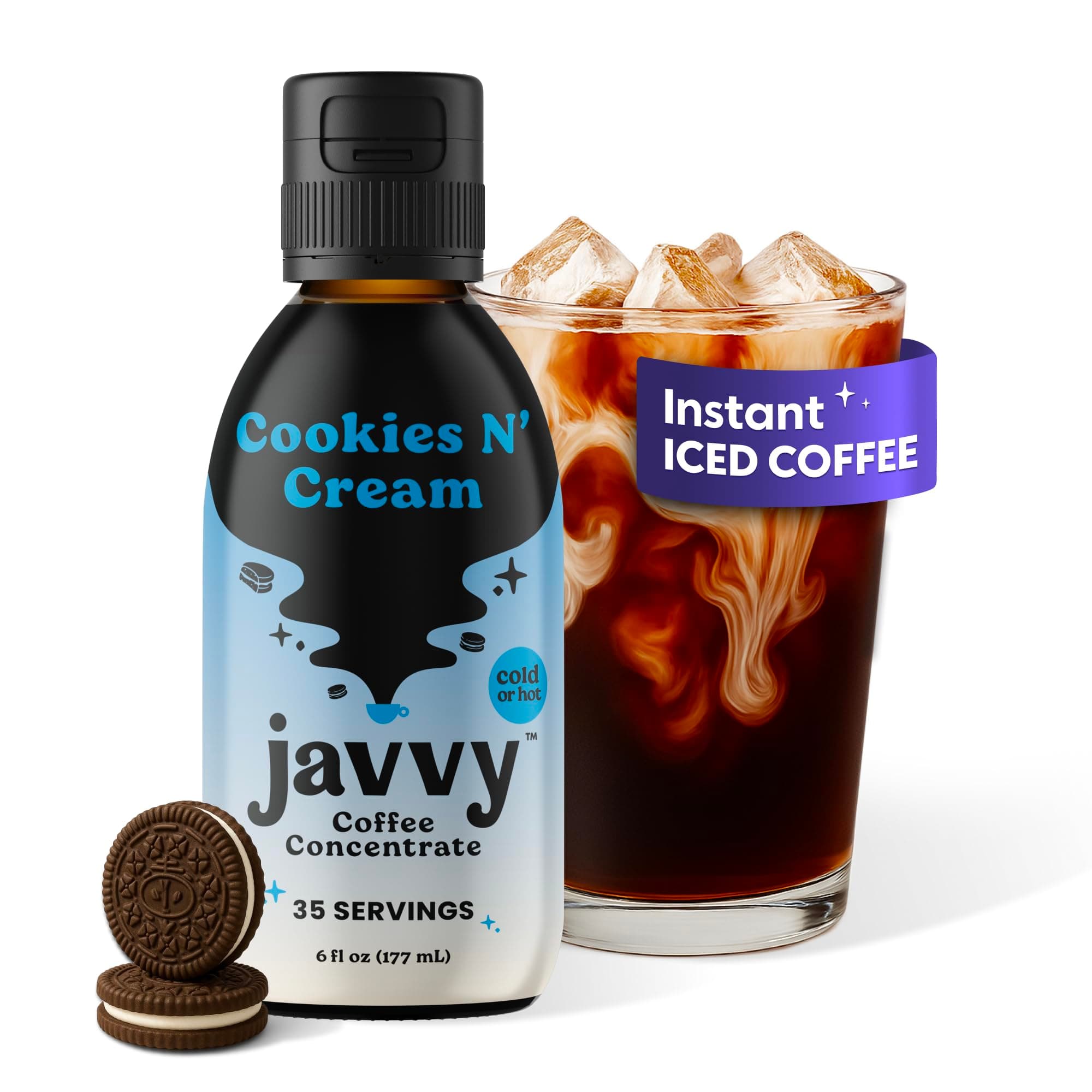 Coffee Concentrate - Limited Release Flavors - Cold Brew Coffee, Perfect for Hot or Iced Instant Coffees, Hot Drinks, Cold Brew Concentrate, 35 Servings - Cookies N’ Cream