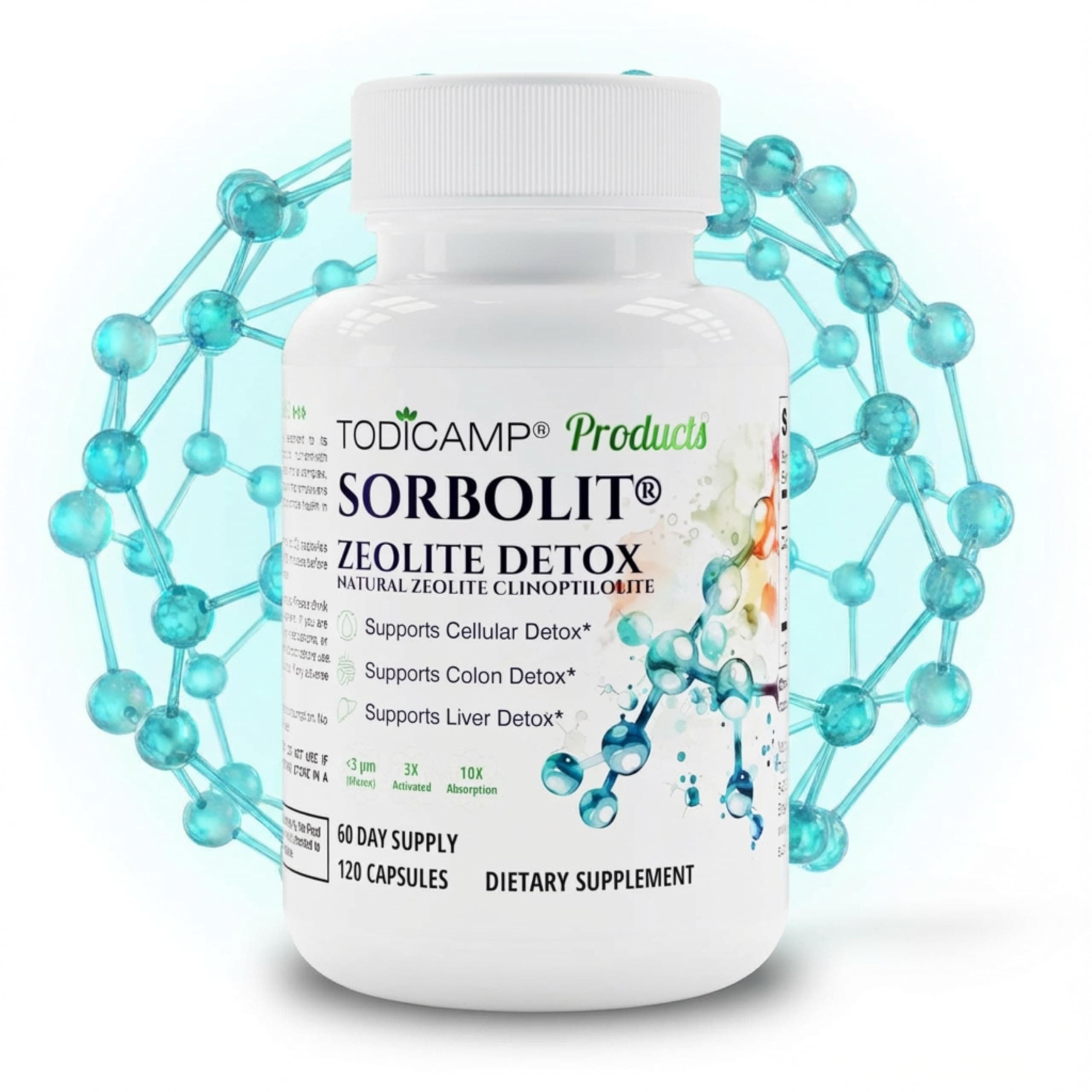 Zeolite Detox for Adults Sorbolit - Zeolite Capsules Binder Detox Cleanse - Zeolite Clinoptilolite for Deep Full Body Detox, Gut Cleanse, Cellular and Liver Detox