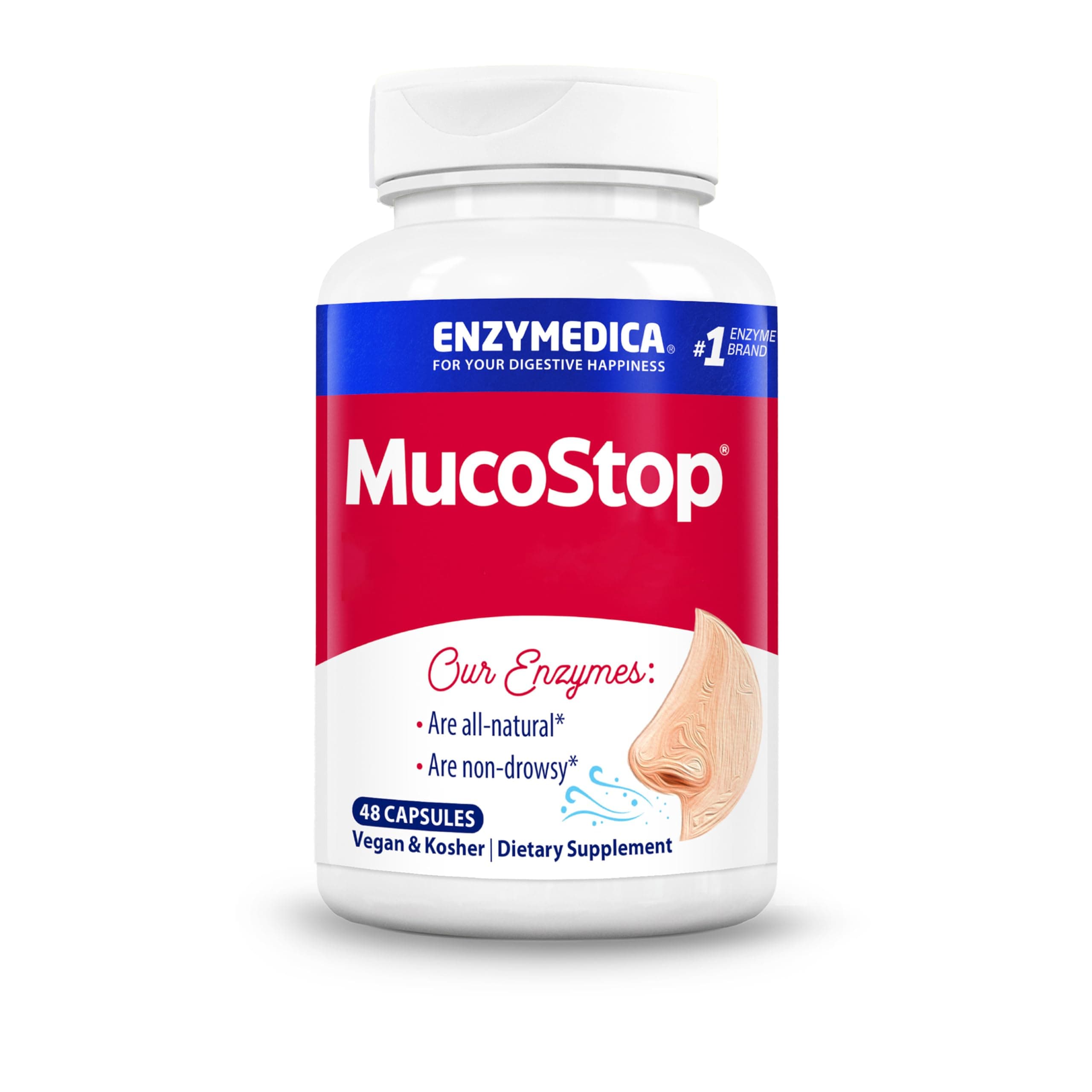 MucoStop (48 Capsules) | Immunity Digestive Enzymes Supplements | Digestive Enzymes Blend for Excessive Mucus and Respiratory Health Support, Nutrient Supplements, Mucus Relief, Vegan