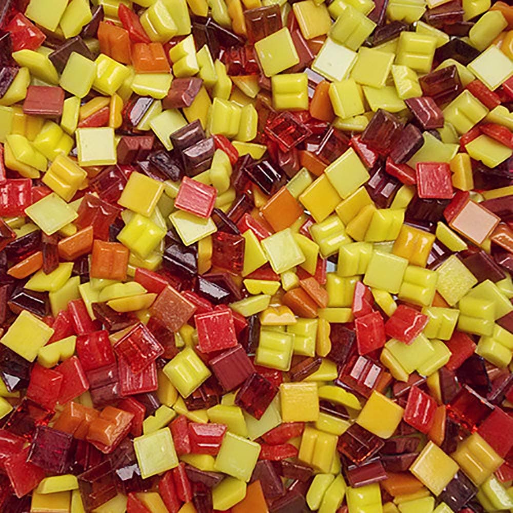 Rancheng Square Mosaic Tile Assortment Colored Mosaic Tiles Glass Pieces Set DIY Making Art Craft Accessory