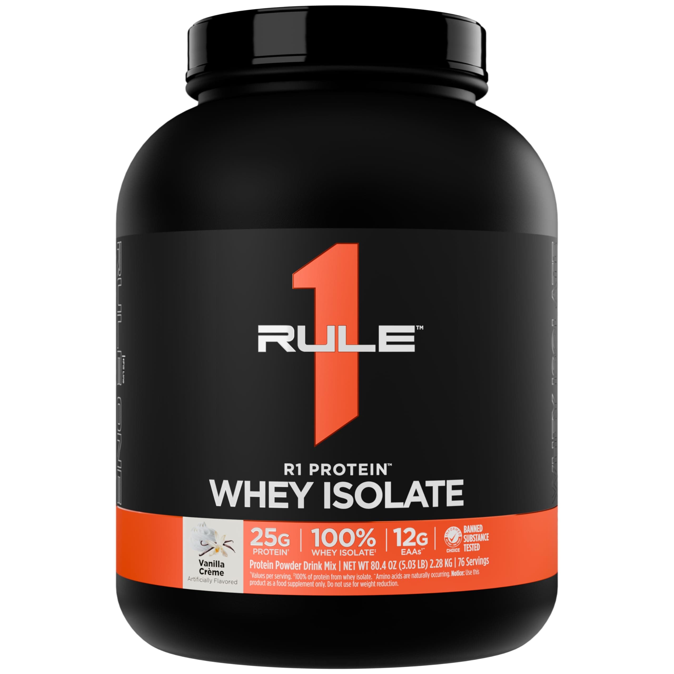 Rule 1 R1 Protein Whey Isolate - with 25g Protein & 6g BCAA Exclusively from Isolated & Hydrolyzed Sources for Workout Recovery (5 Pounds*, Vanilla Creme)