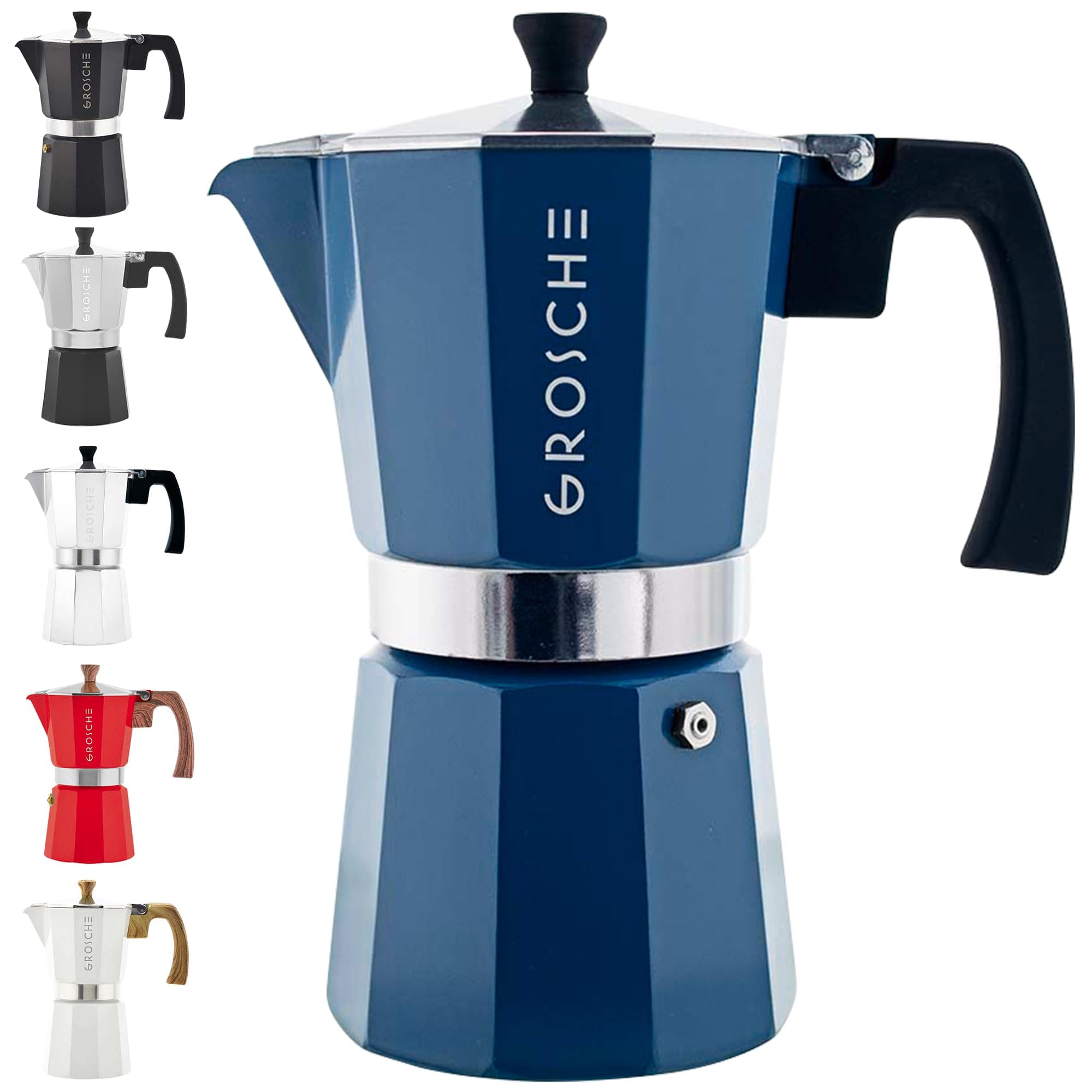 Milano Stovetop Espresso Maker Moka Pot 9 Espresso Cup, 15.2 oz, Blue. Stove top Coffee Maker Moka Italian Espresso greca Coffee Maker Brewer Percolator