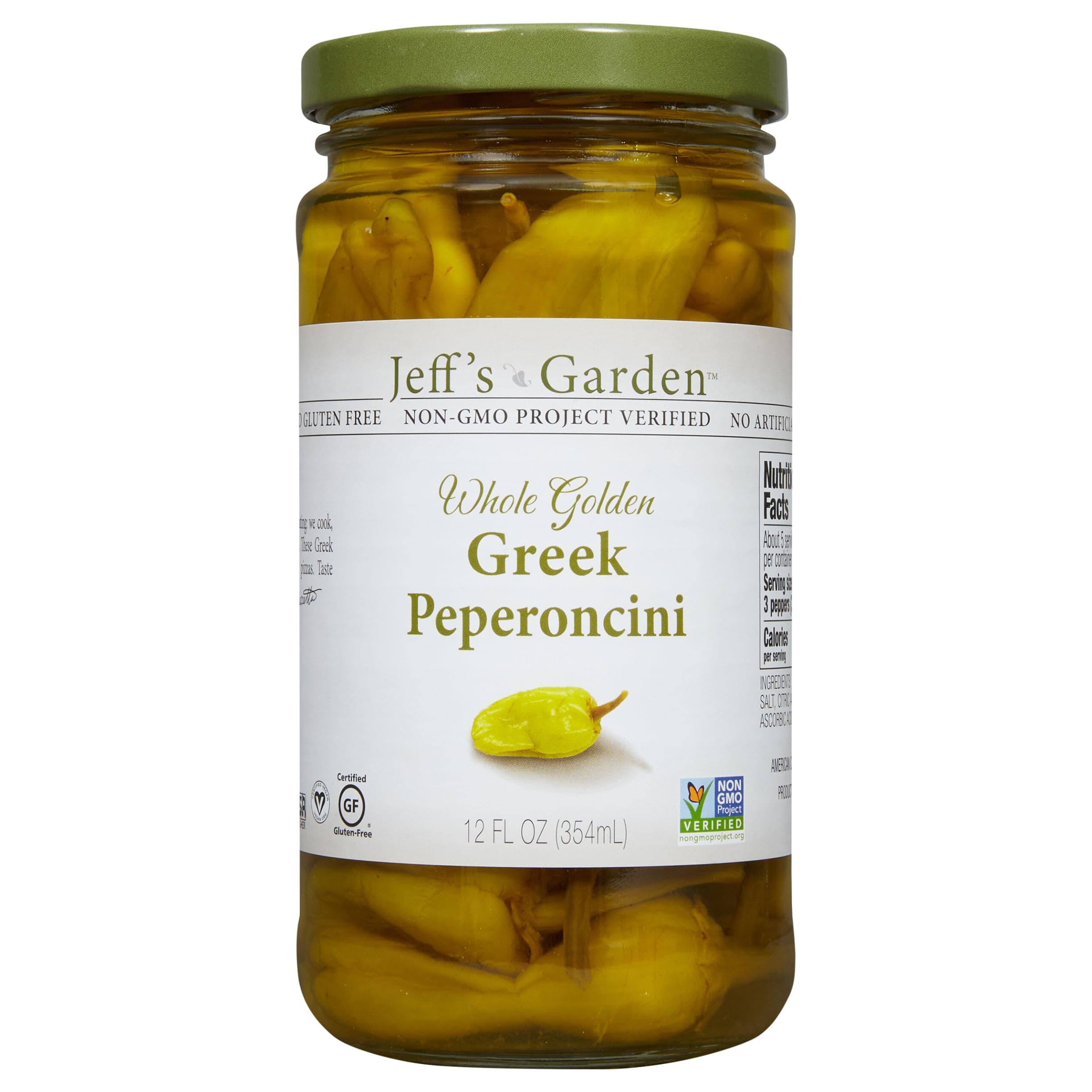 Jeff's Garden, Peperoncini Grrek Golden Whole, 12 Ounce