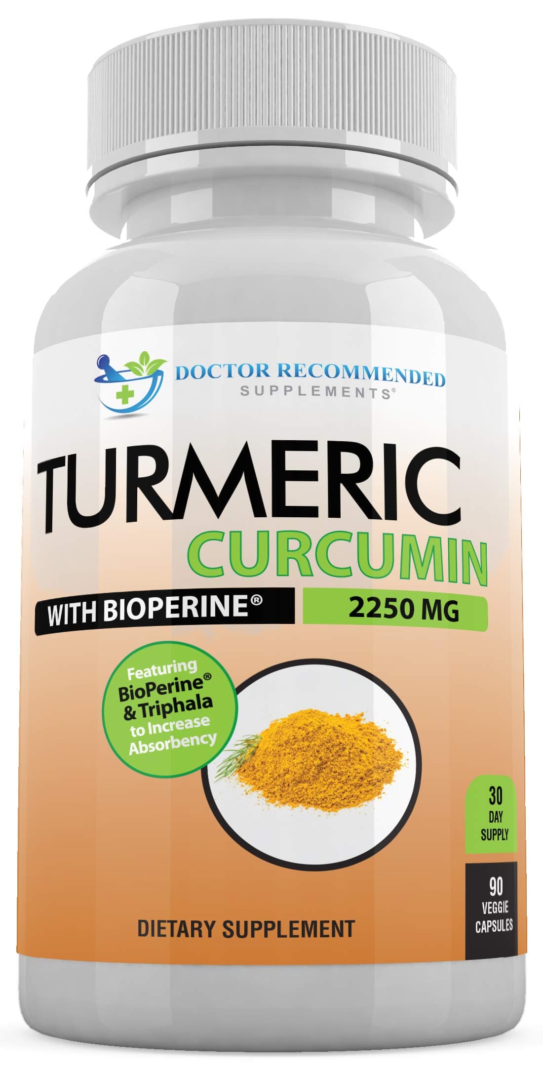 Turmeric Curcumin with Triphala - 2250mg/d - 90 Veggie Capsules - 95% Curcuminoids with Black Pepper Extract (Bioperine)