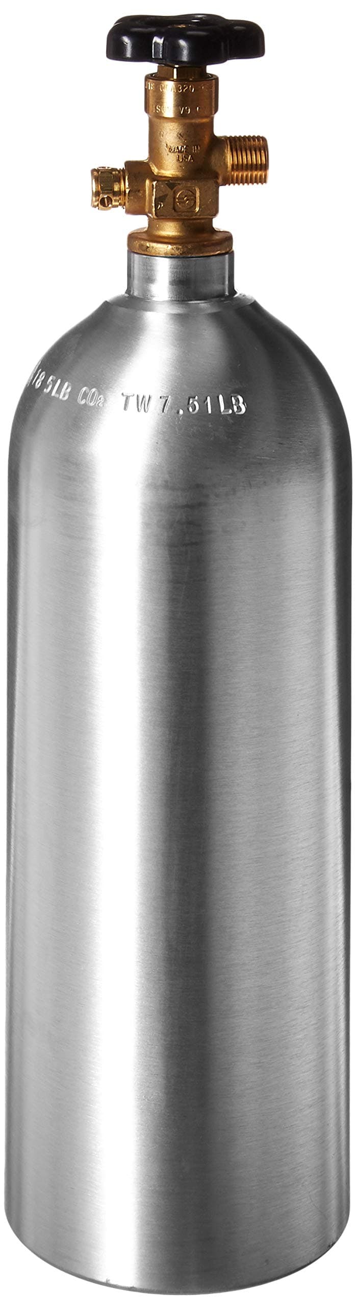 Luxfer L6X Aluminum CO2 Tanks with CGA320 on/off Valve (Natural, 5 LB)
