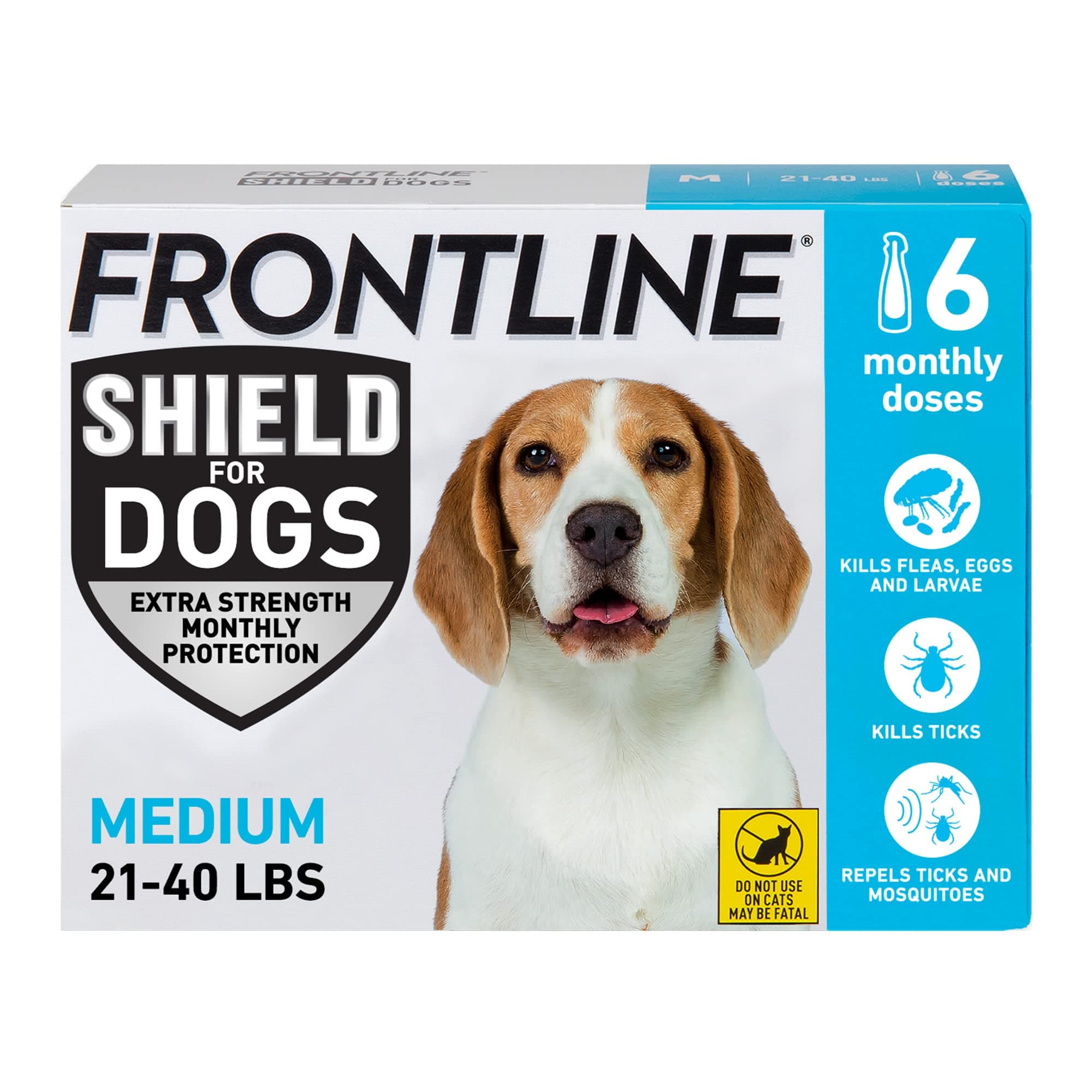 Shield Flea & Tick Treatment for Medium Dogs 21-40 lbs. Count of 6