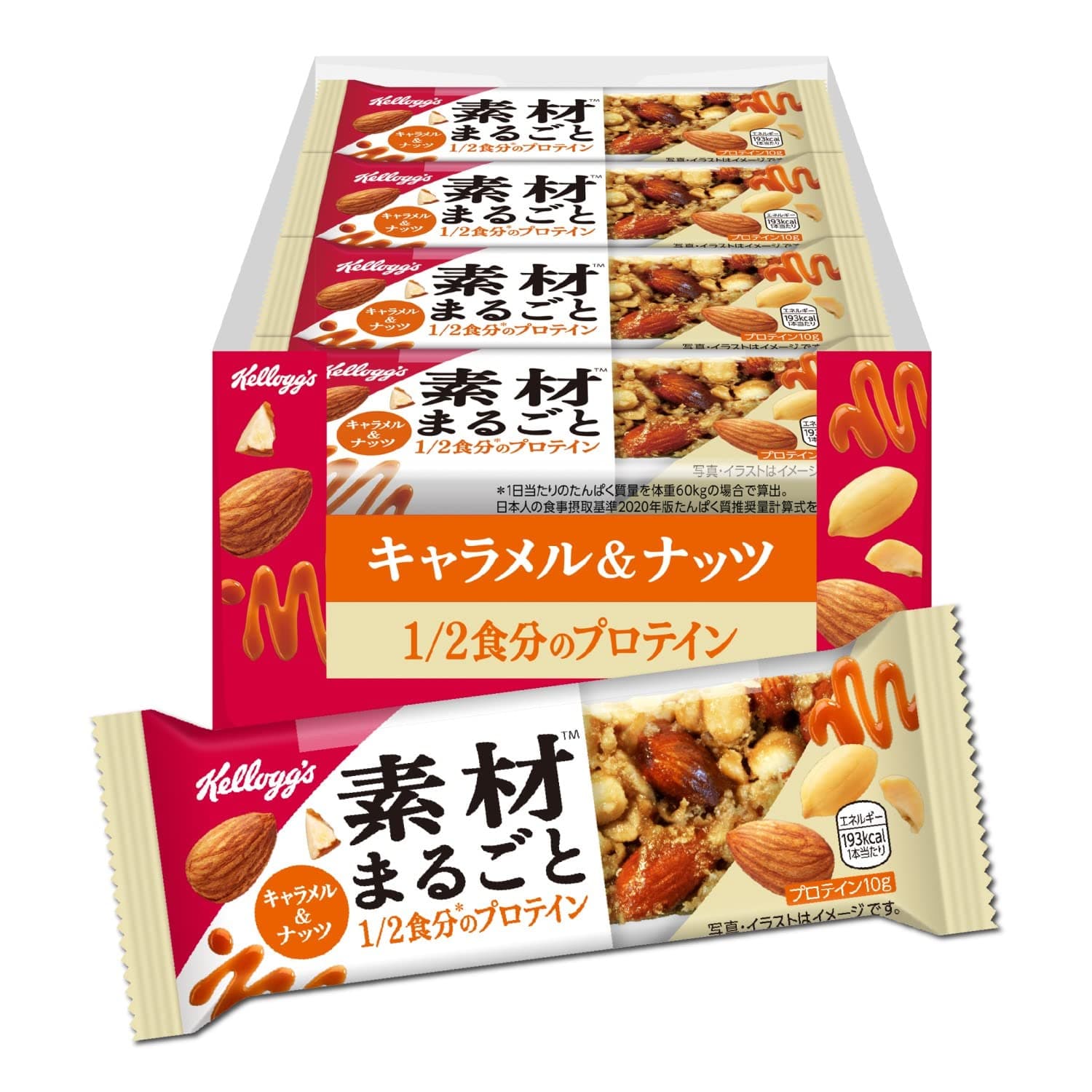 Kellogg's Whole Ingredients Protein Bar, Caramel & Nuts, Set of 12