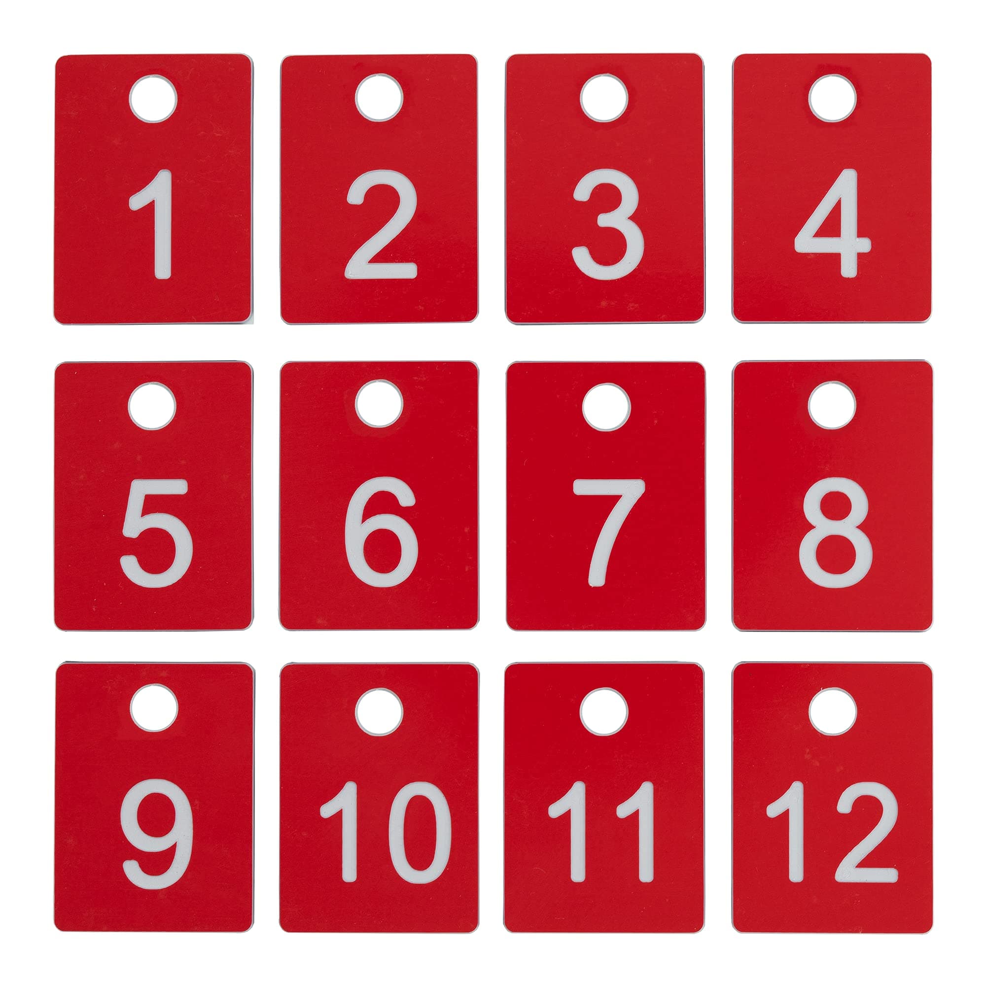 StayMax ABS Plastic Numbered Rectangle Key Tags ID Tags Number Disc with Hole (1-100, Red)