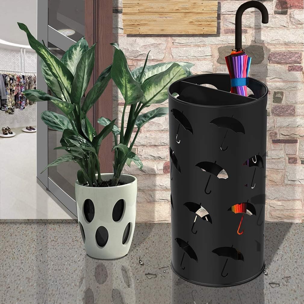 Tepo-ffly Umbrella Holder in Hotel and Home, Walking Stick Stand Iron Material, Umbrella Stand with Drip Tray Suitable for indoor and outdoor,C