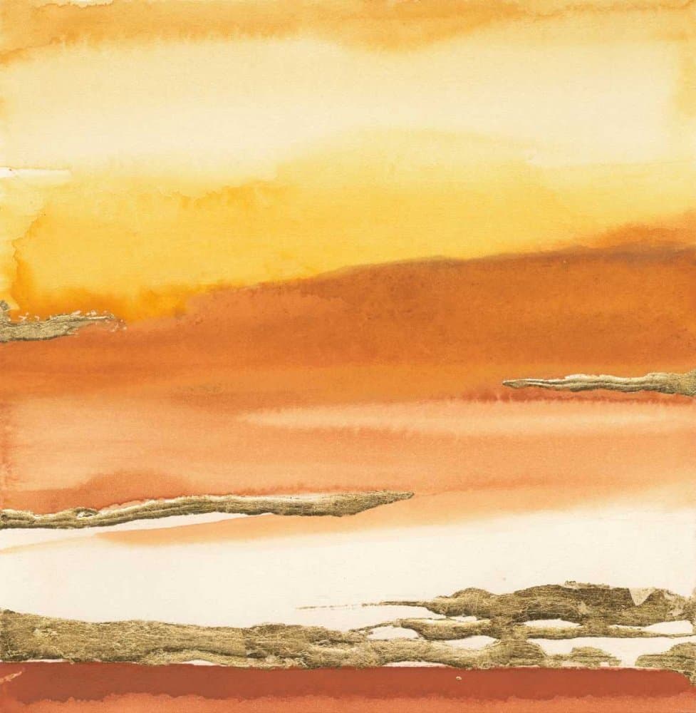 Image on ROLLED CANVAS Gilded Amber I v2 Paschke Chris - Abstract vertical Art print abstract beige gilded gold metallic orange waterco Canvas fine art 34_X_34_in