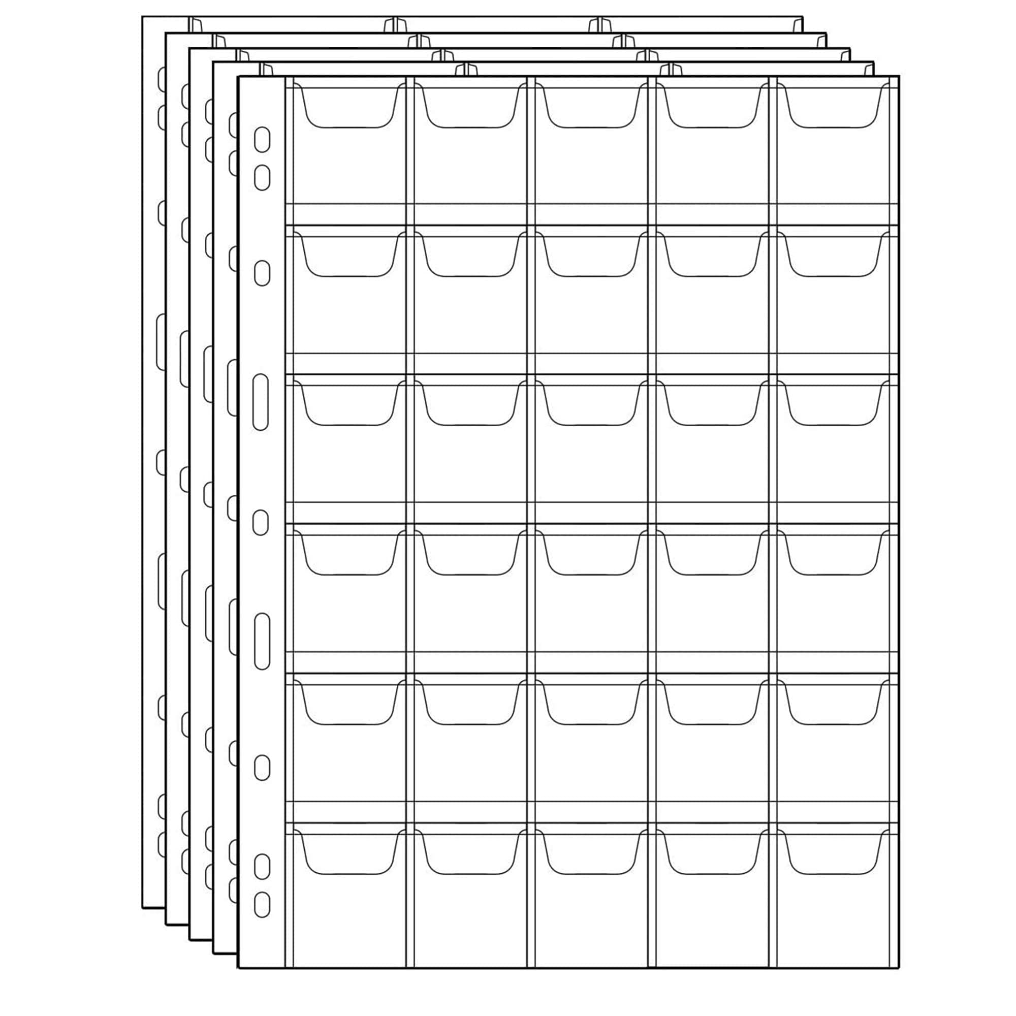 Uncle Paul Coin Collecting Sleeves 30 Pockets - 5 Sheets Standard 9-Hole Coin Storage Insert Pages CS03530