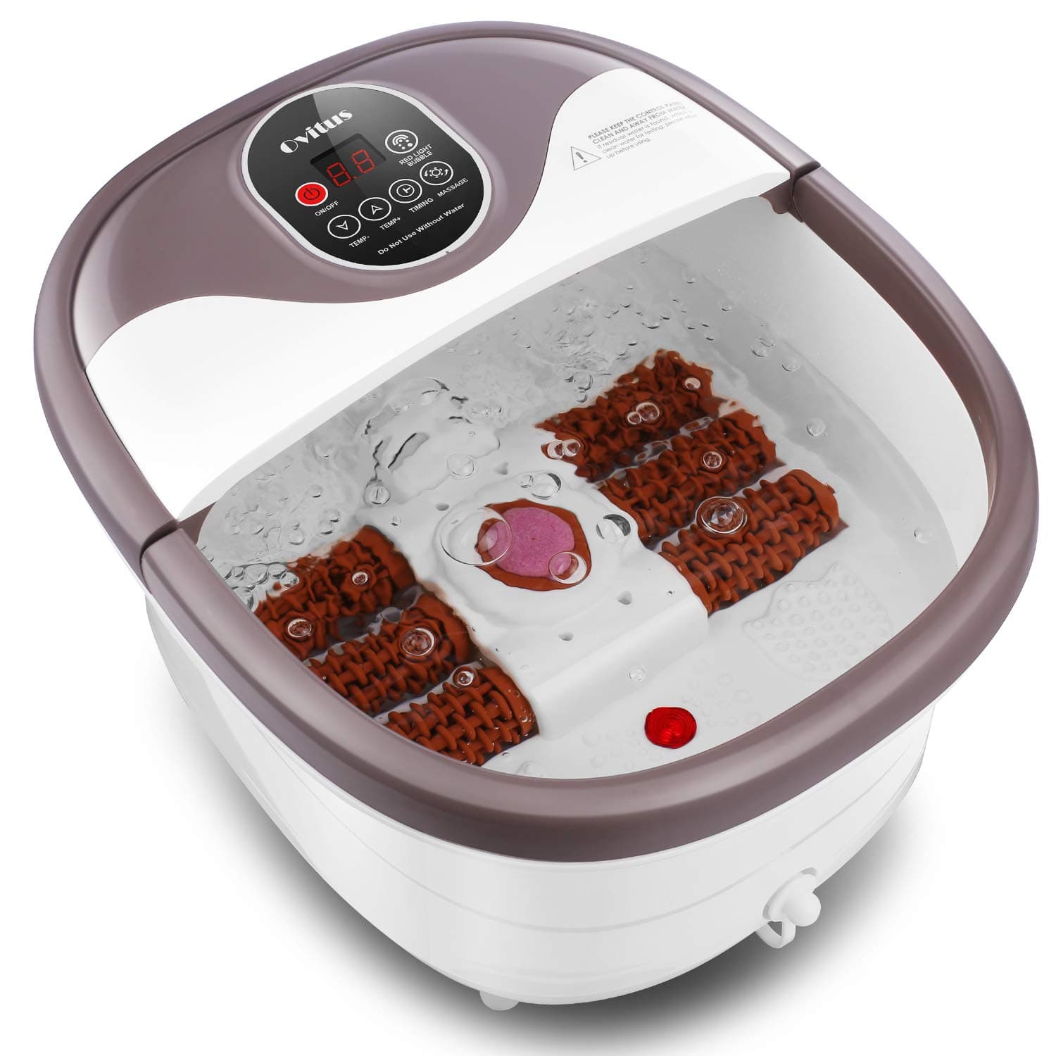 Pedicure Foot Spa Bath Massager with Heat for Feet Relief and Relax, Bubble Surging, Temperature and Timer Through Digital Control Screen, Pedicure Stone (Grey)