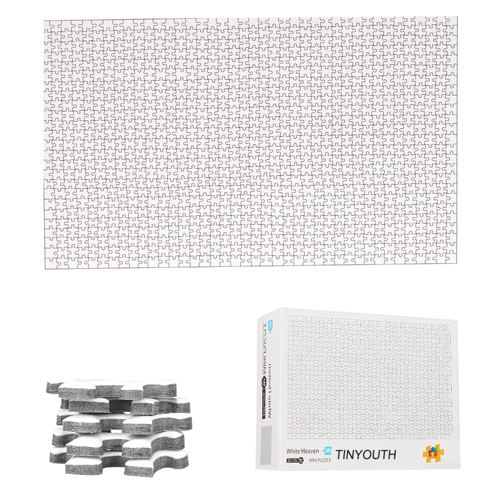 1000 Pieces Mini White Jigsaw Puzzles for Adults, Blank Puzzle Pieces to Paint 42cmx29.7cm, Family Game Stress Reliever Difficult Challenge Puzzle for Ages14+ Adults