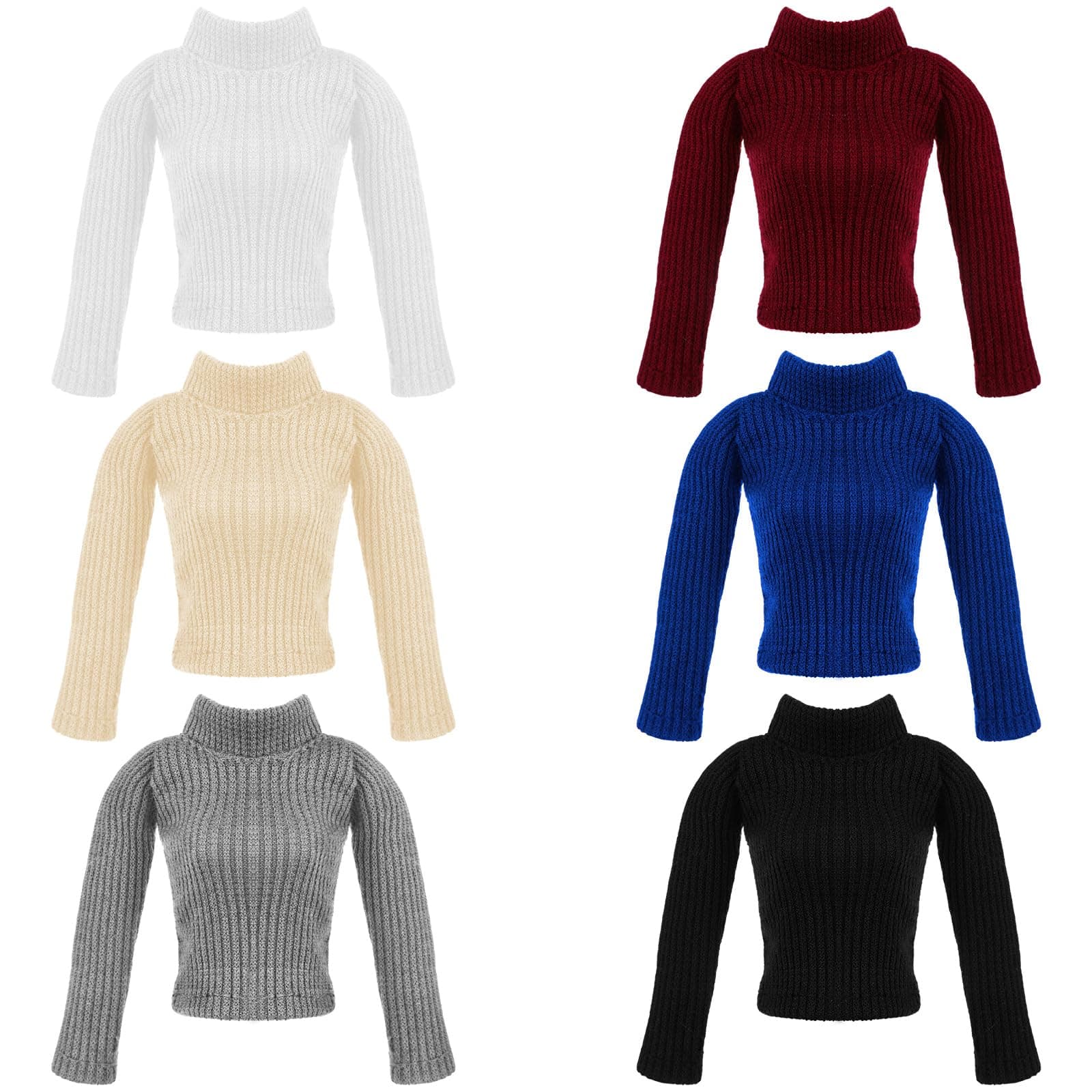 6 Pcs Winter Doll Clothes Doll Sweater Fashion Outfits Long Sleeve Top Clothing for Winter Spring Birthday Gift(Classic Colors,11.8 Inch)