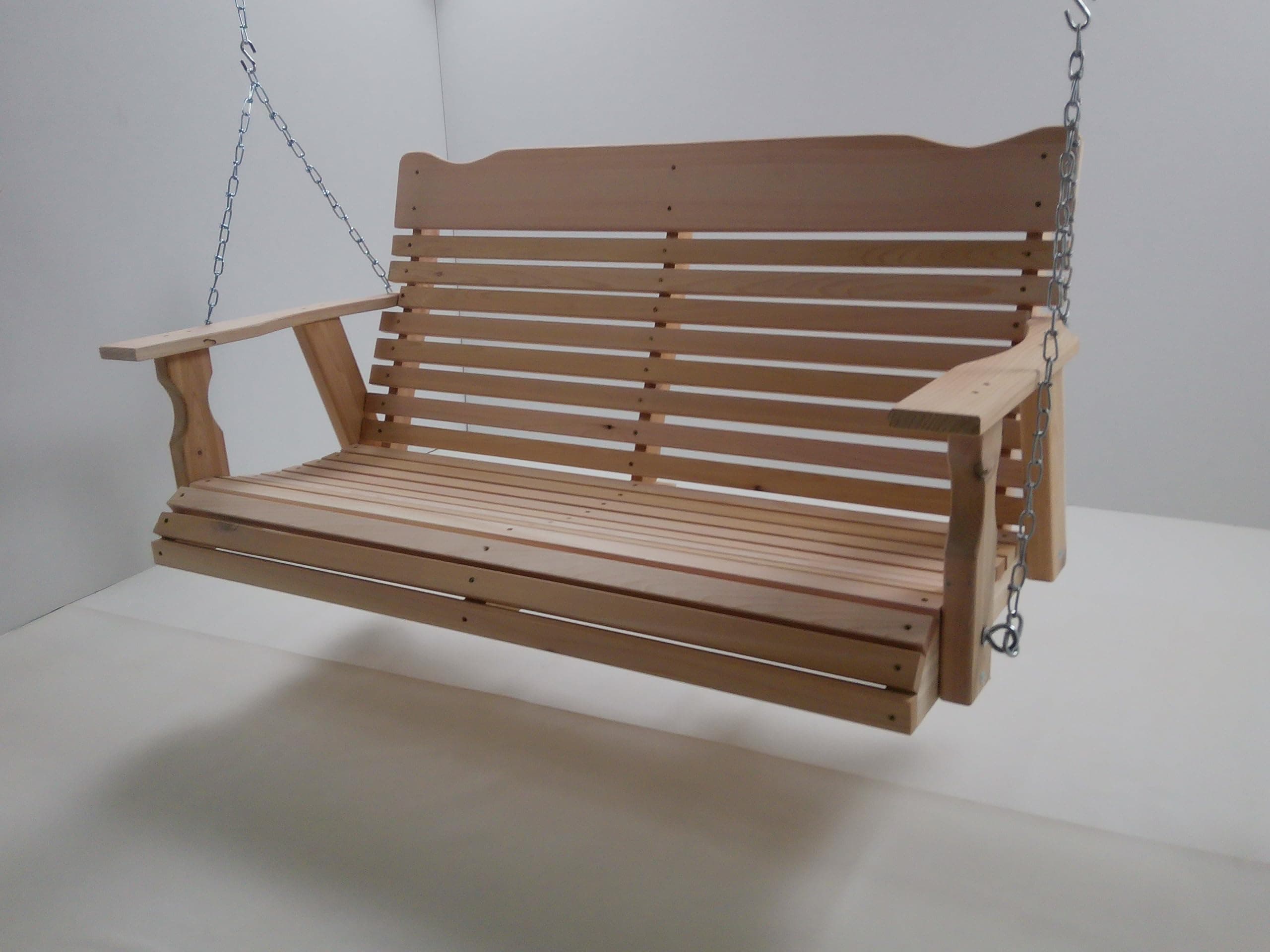 4 Foot Natural Cedar Porch Swing with Chain & Springs, Amish Crafted