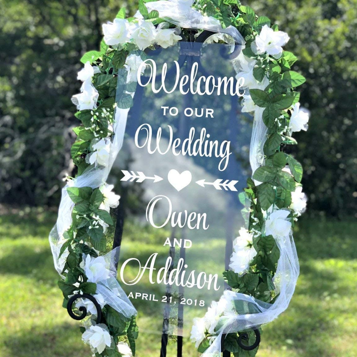 Personalized Welcome To Our Wedding Decal, Applies smoothly to a mirror, glass, acrylic, and wood, We offer several sizes & colors, DECAL ONLY