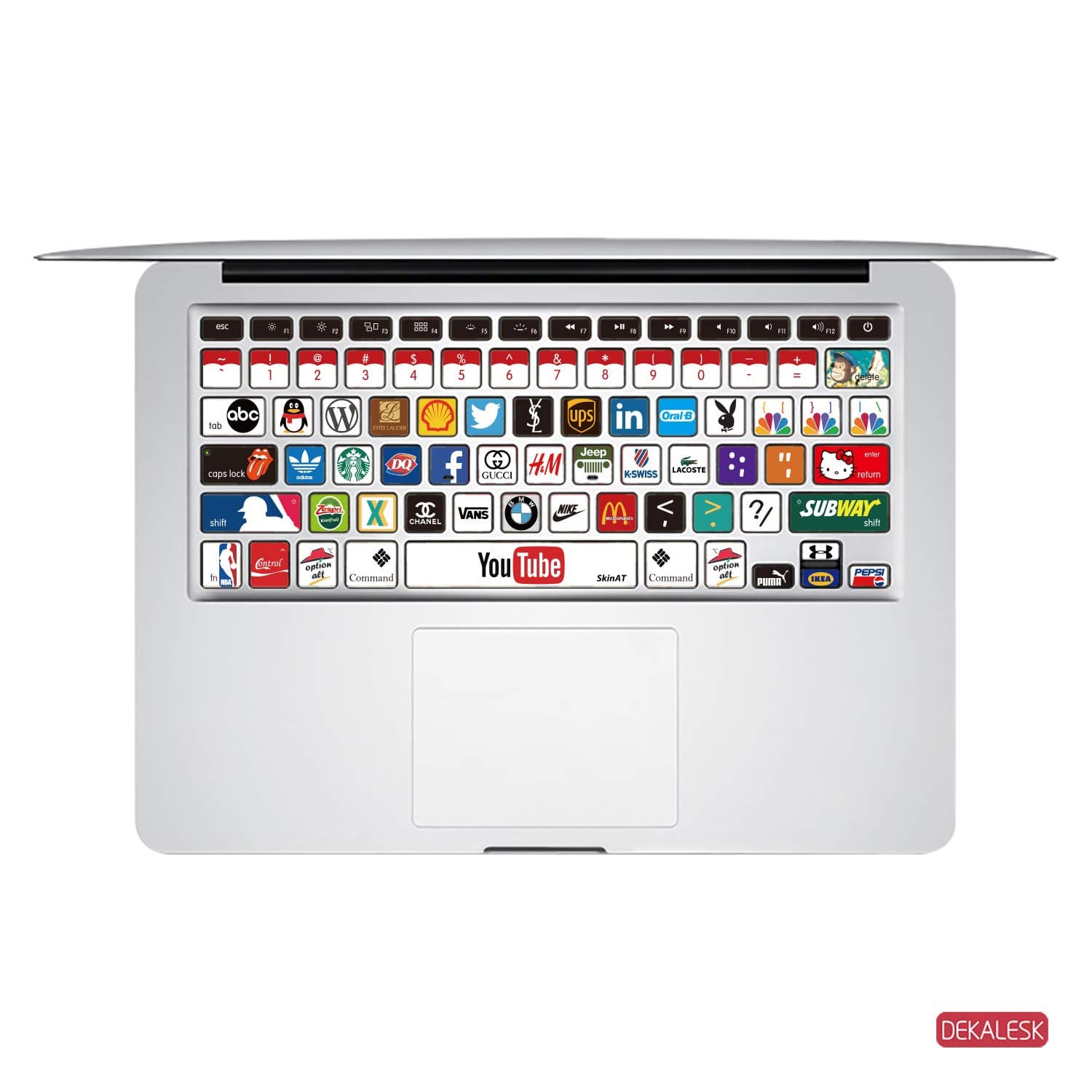 DEKALESK MacBook KeyBoard Sticker for Air 13" Water-Proof Cover Decals Individual Keys Skin For Retina 2018 (1-MacBook General, 2-Logo)