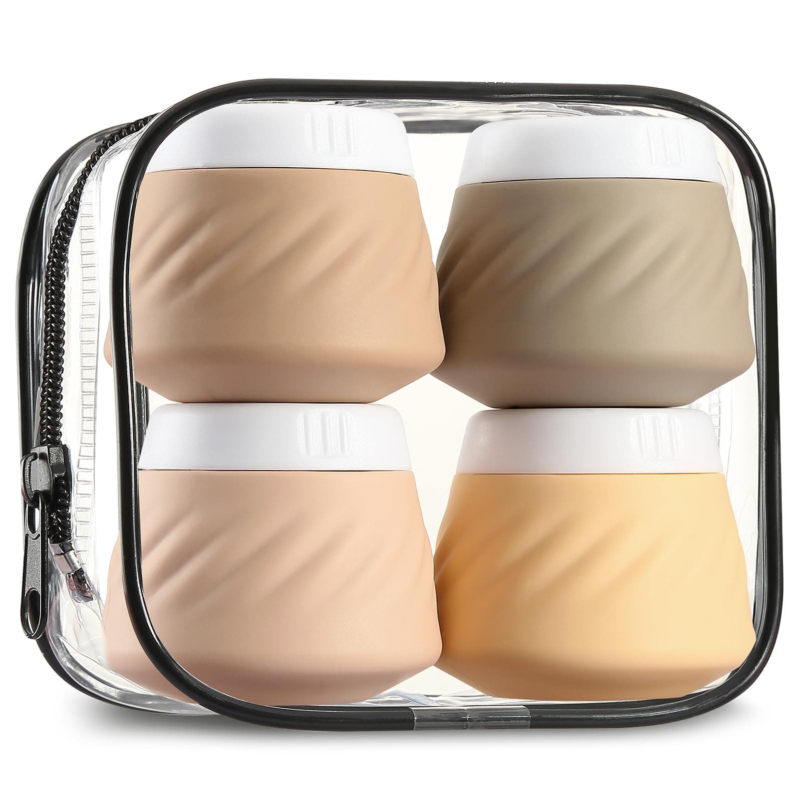 Travel Containers for Toiletries, Silicone Cream Jars TSA Approved Trave Size Containers, Leak-Proof Travel Accessories with Lid for Cosmetic Face Body Hand Cream (4 Pack) (Apricot, 30ml)