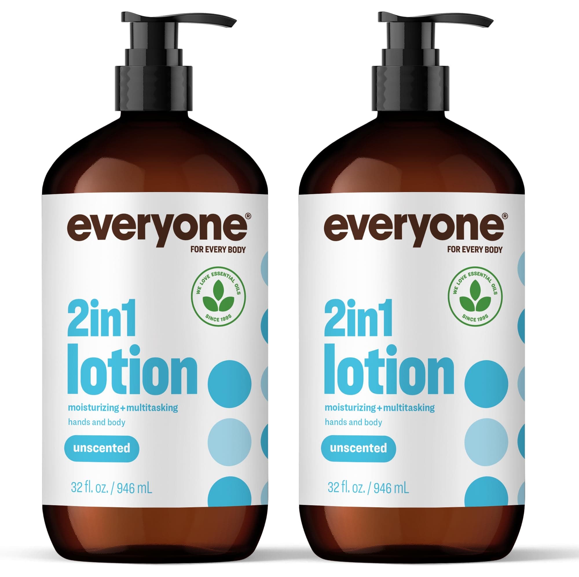 Everyone 2-in-1 Lotion for Hands/Body, 32 ounce (Pack of 2) Unscented made for Men and Women