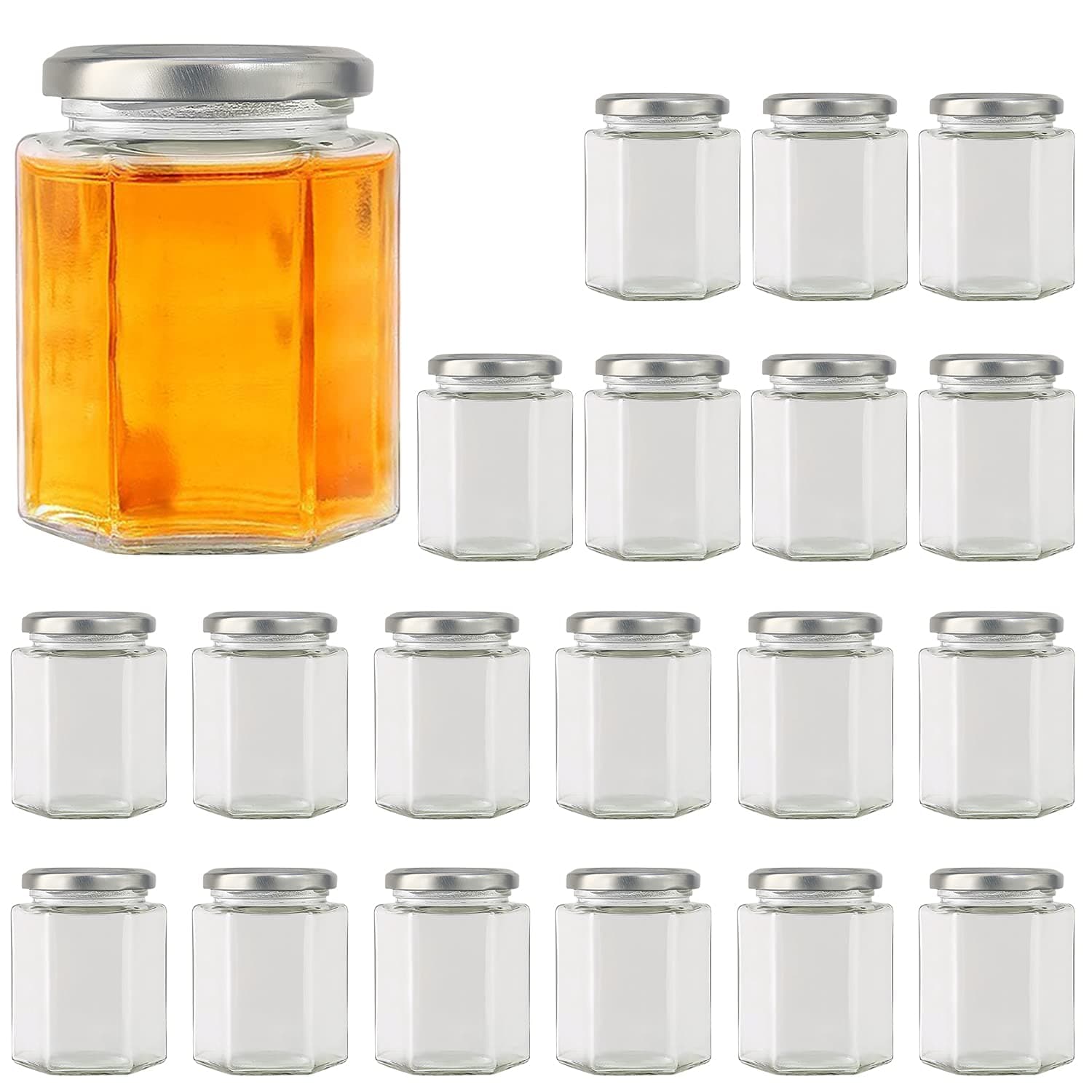 Accguan 20 Pcs 10 oz Glass Jars with Silver Lids, Mason Jars for Gifts, Crafts, Wedding, Spice, Extra Tags String