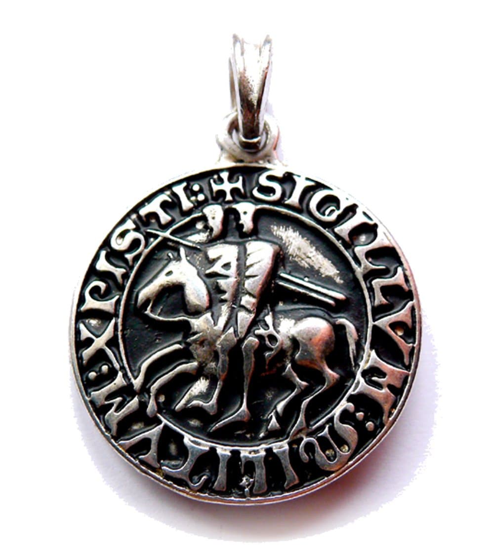 Der Wikinger LadenSeal of the Knights Templar Pendant Necklace 925 Silver Plated