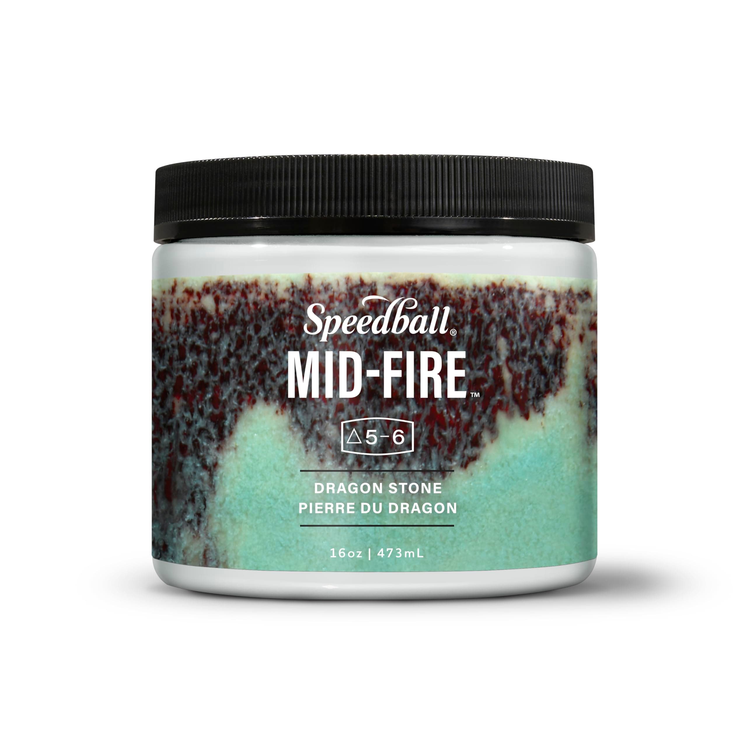 Speedball Mid-Fire Glaze, Dragon Stone, 16 Ounce Jar for Pottery and Ceramics