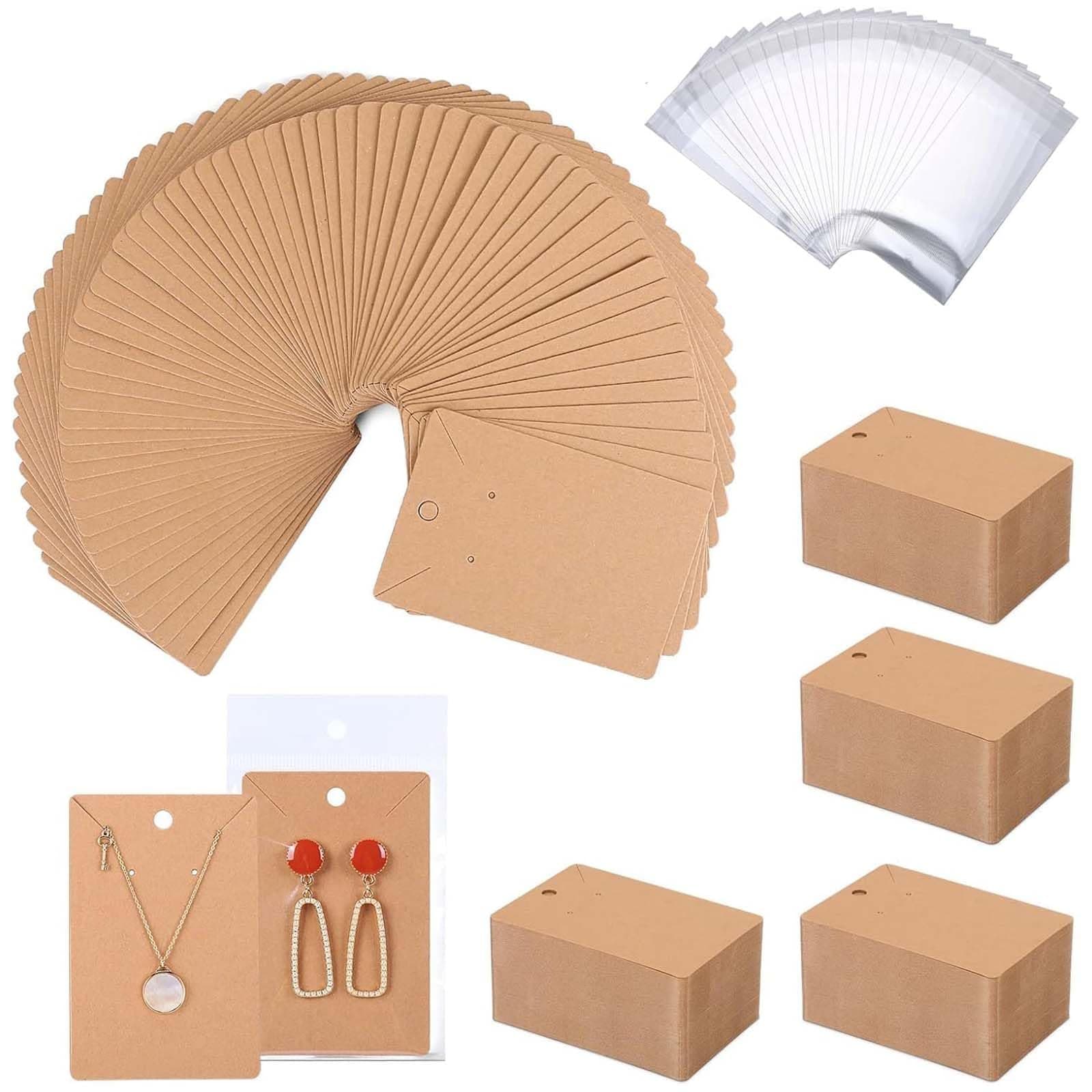 Works Great 500 Pcs Earring Display Cards - Well-made Earring Cards with Good Paper Quality, Plus Clear 500 Pcs Packaging Bags That Don't Tear Easily, for Earrings Necklace Jewelry Packaging