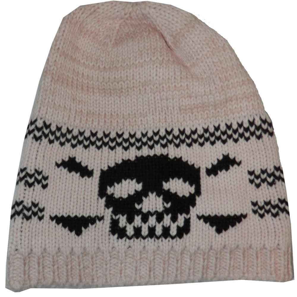Slouchy Beanie Slouch Skull Hat Ski Hat Snowboard Hat Ribbed Beanie,One Size,Pink Skull