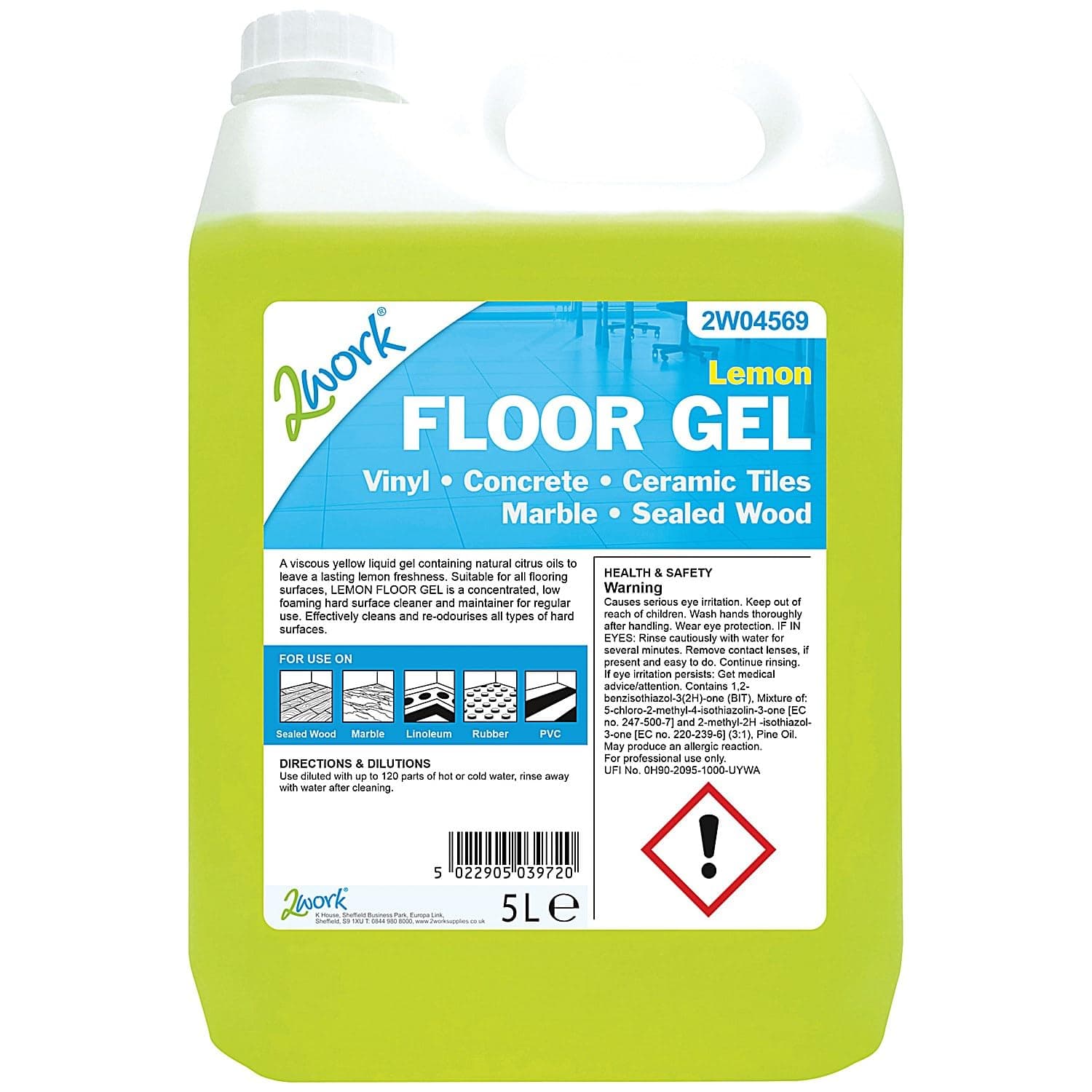 2W04569 5 L Lemon Floor Gel, Pack of 1