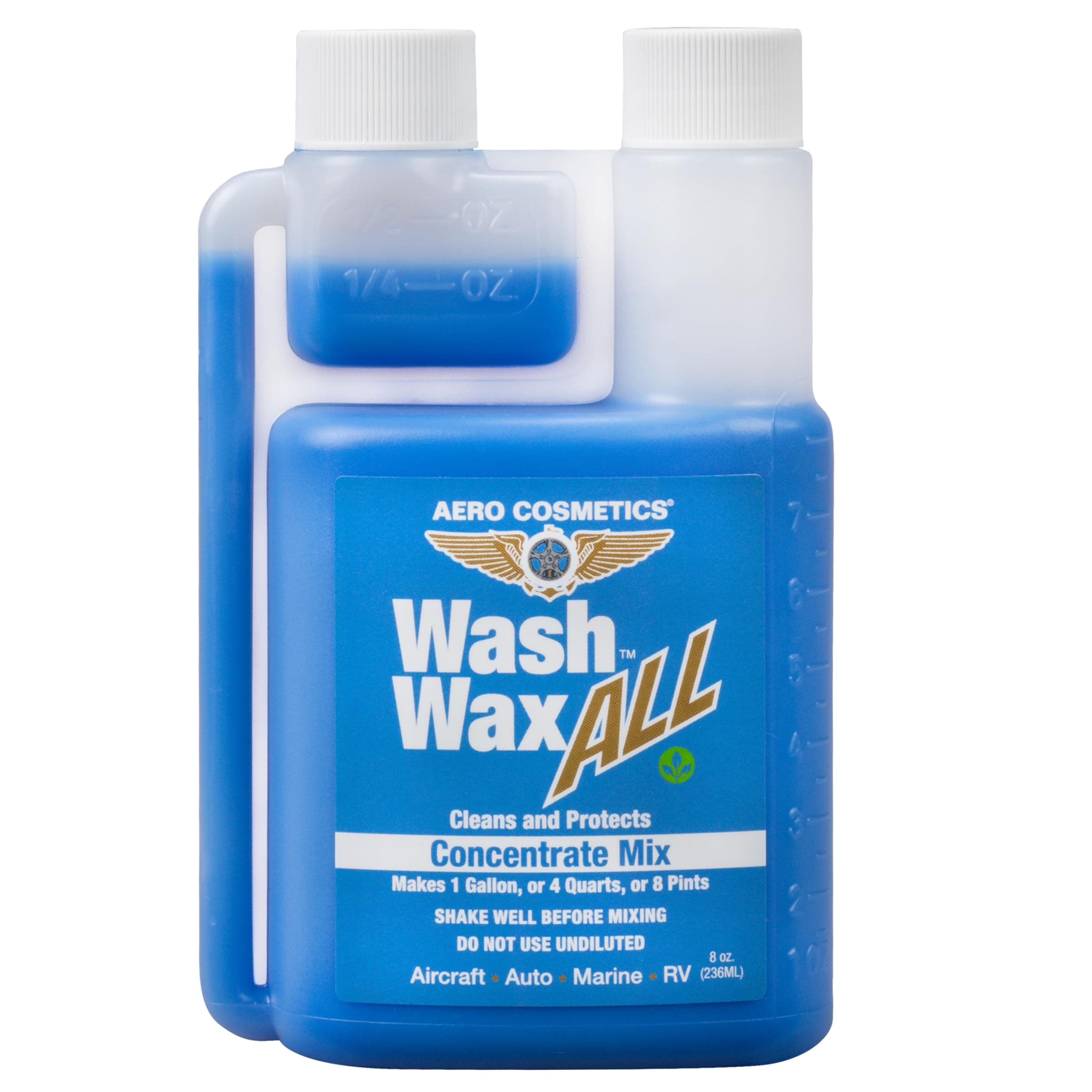 Wet or Waterless Car Wash Wax 8oz Concentrate [Makes 1 Gallon of Wash Wax ALL] Aircraft Quality for Car, RV, Boat, Motorcycle Use Anywhere, Anytime, Home, Apartments, School, Garage, Parking Lots