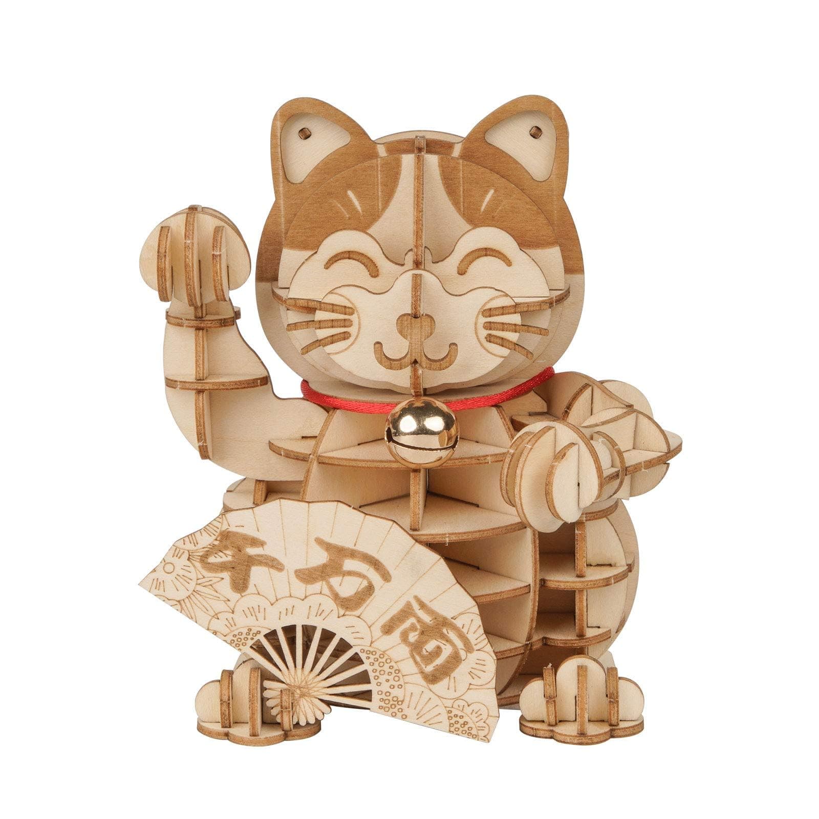 Rolife 3D Wooden Puzzle Lucky Cat -72pcs Japanese Maneki Neko Welcome Display Greeting for Blessing Good Fortune - Building Toys Gift for Adults (Plutus Cat)