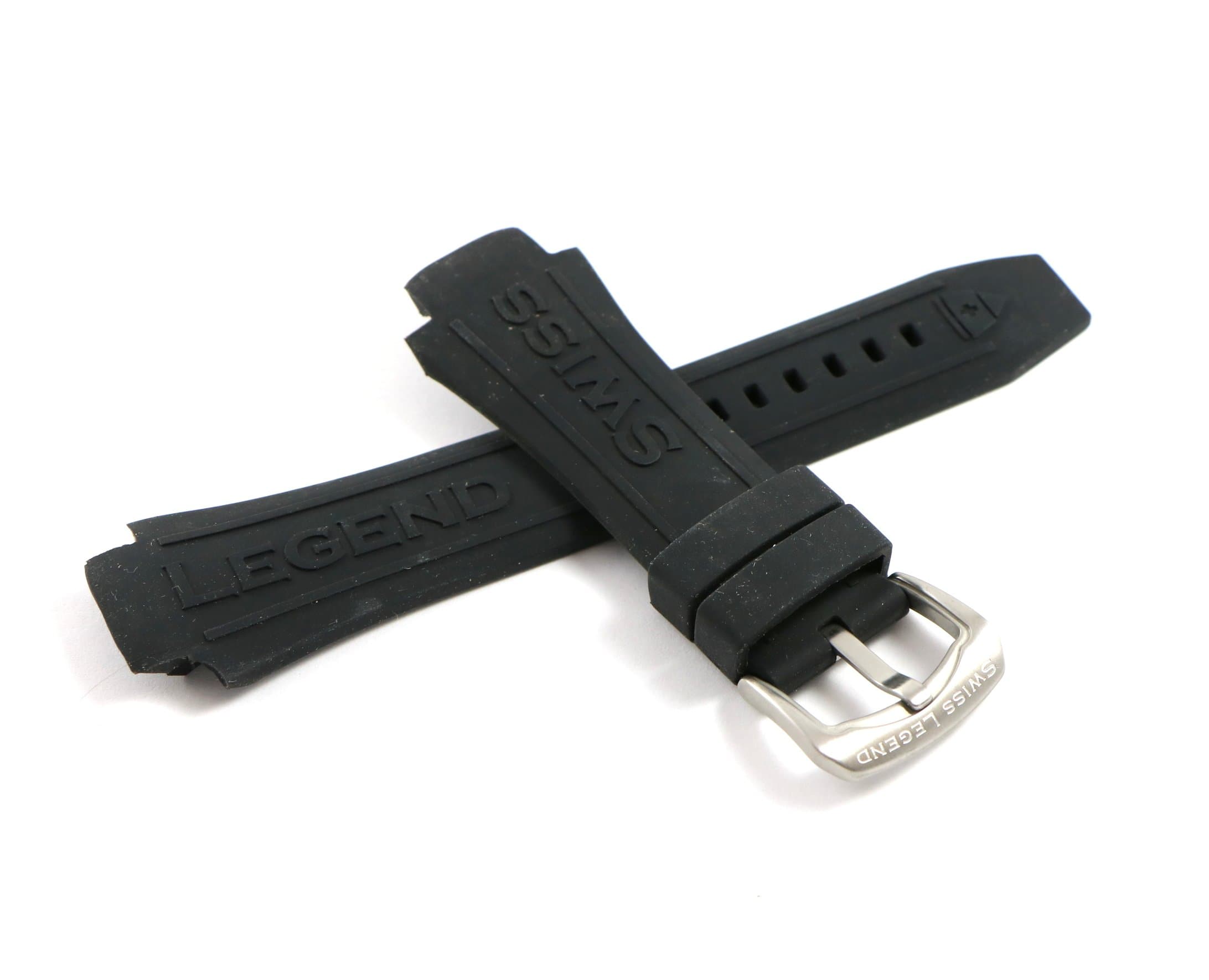 28MM Black Silicone Watch Strap & Silver Stainless Buckle fits 46mm Super Shield Watch