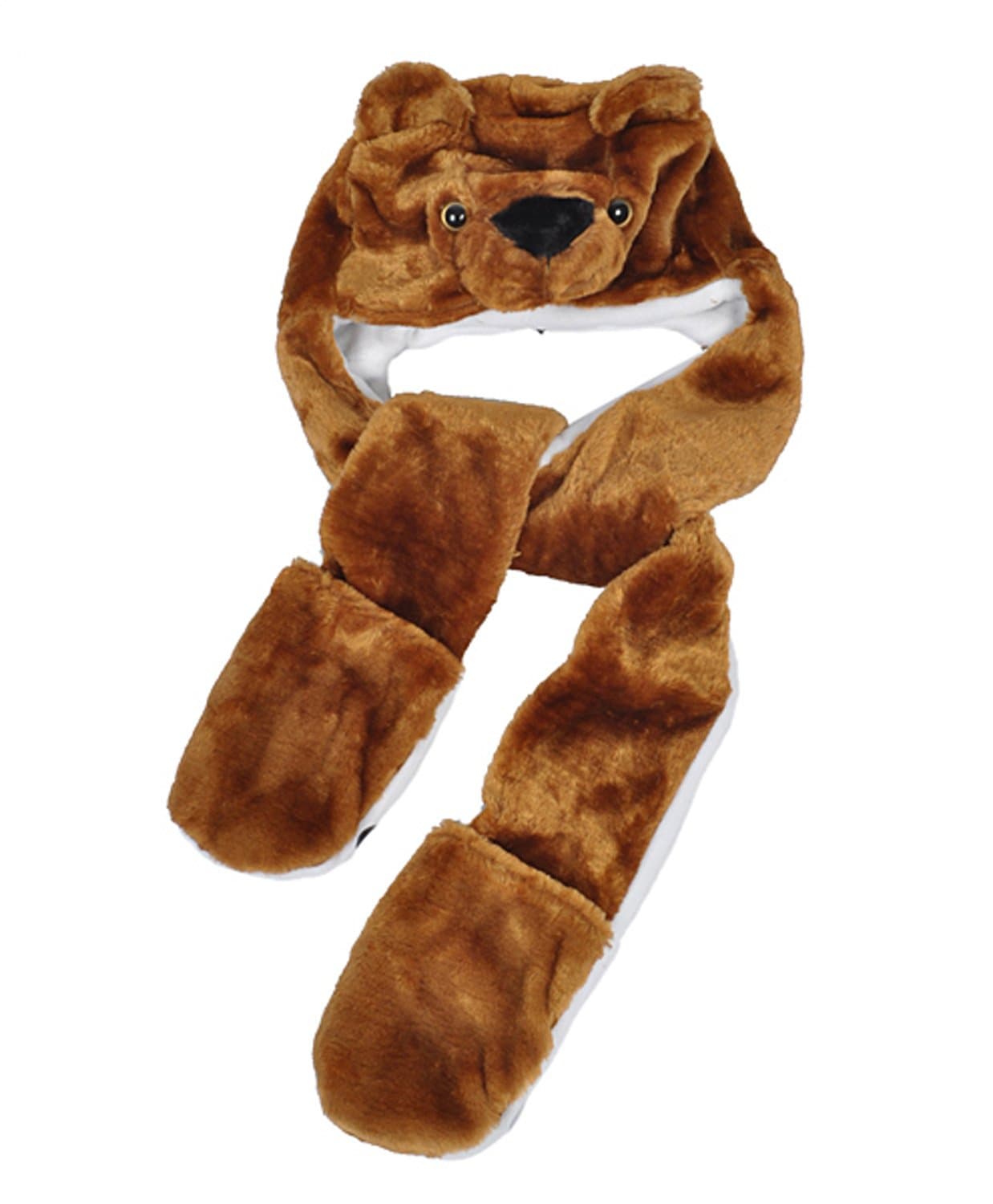 SWTPlush Faux Fur Animal Critter Hat Cap - Soft Warm Winter Headwear (Wolf)