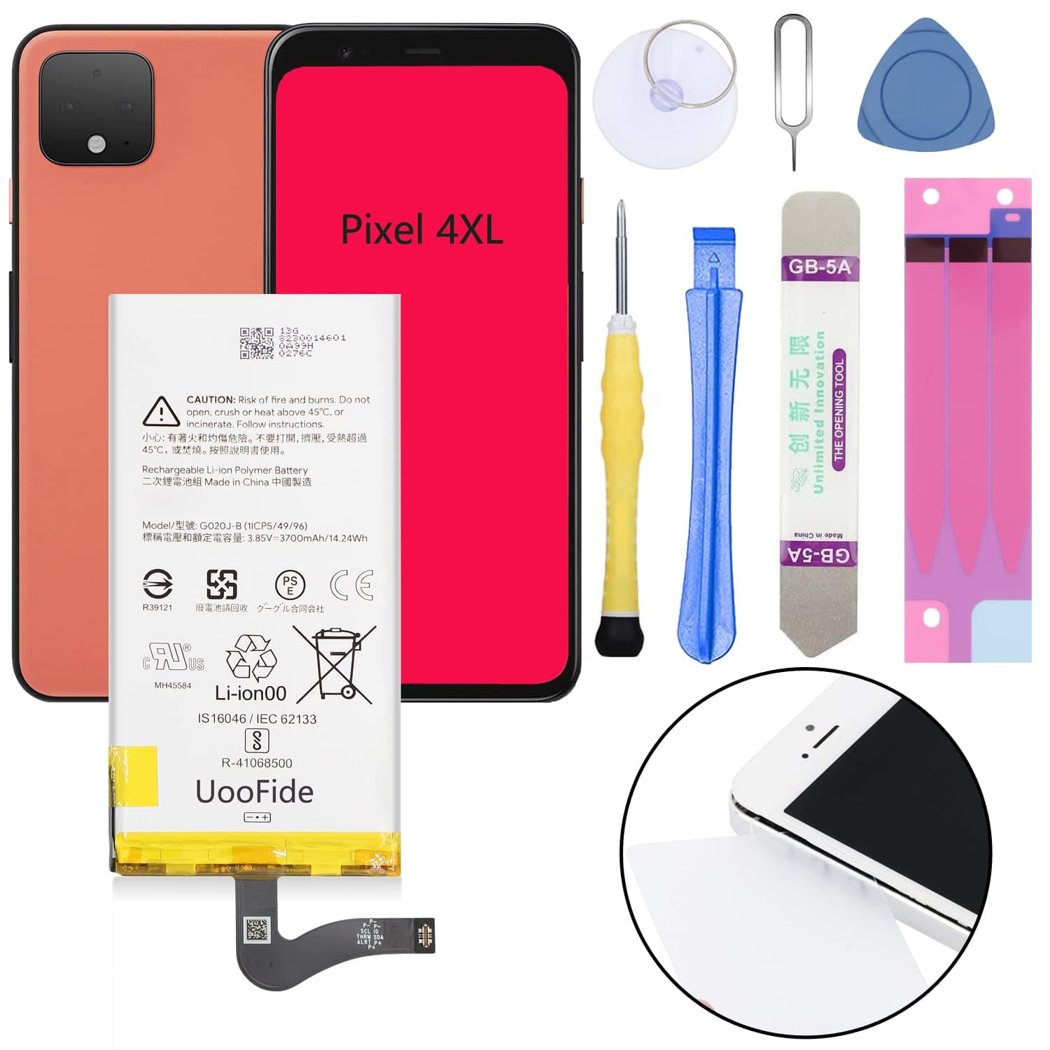 for Google Pixel 4XL Battery Replacement, Compatible with HTC Google Pixel 4 XL All Carriers G020J-B with Professional Repair Tools Kit
