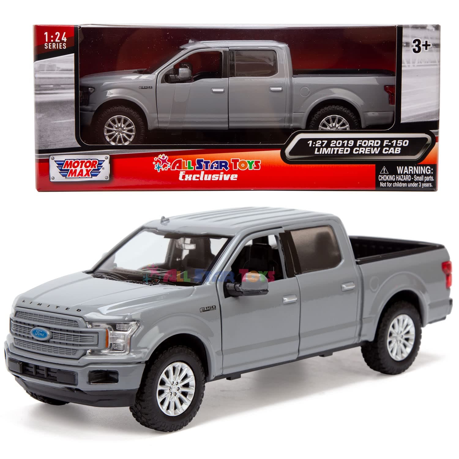 All Star Toys Exclusive 2019 Ford F-150 Limited Crew Cab Pickup Truck Abyss Gray 1/24 Diecast Model Car 79364 Grey