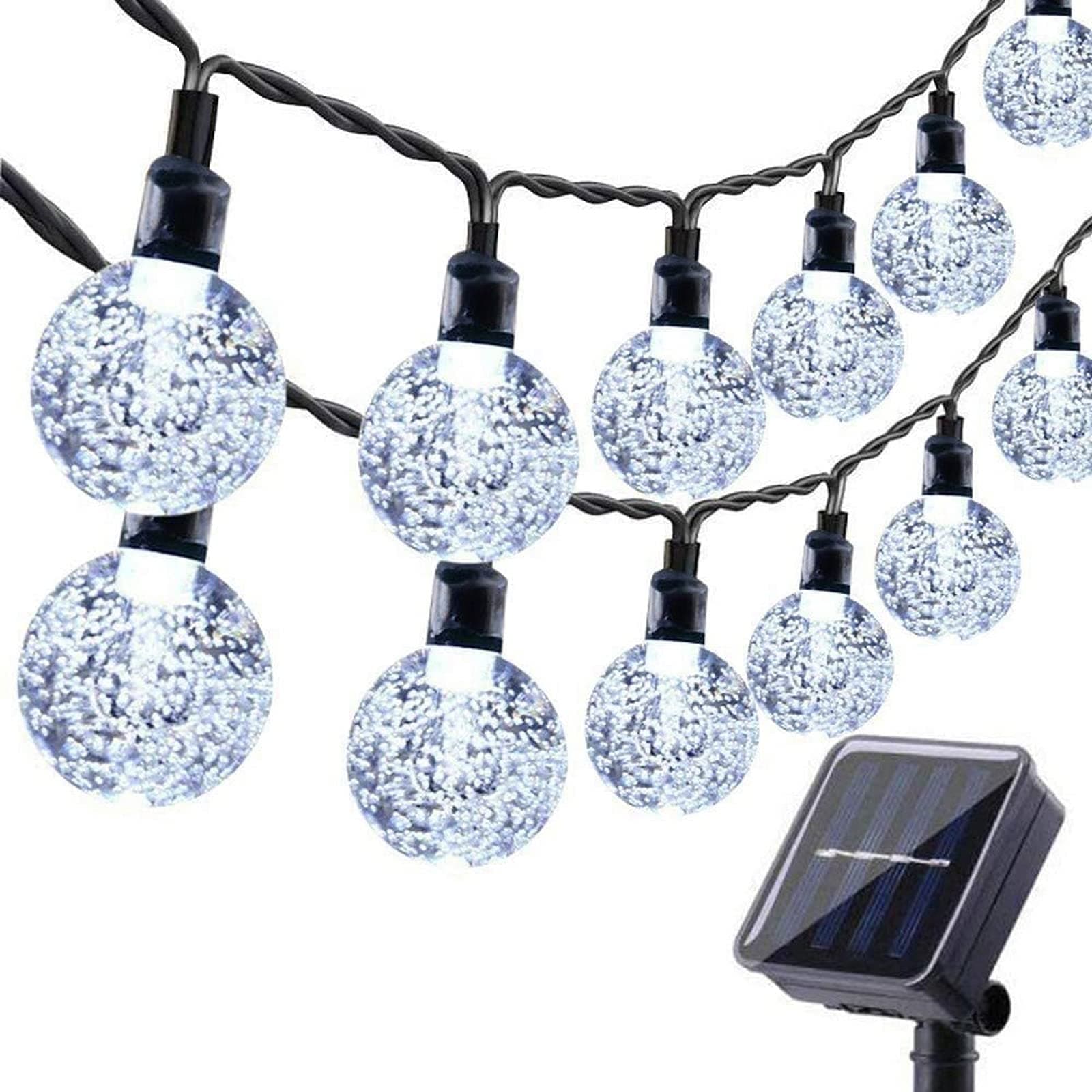 Solar Garden Lights Outdoor, 36ft 60 LED Solar String Lights Waterproof, Solar Powered Crystal Ball Indoor/Outdoor Fairy Lights Decorative for Garden, Patio, Yard, Festival, Parties (White)