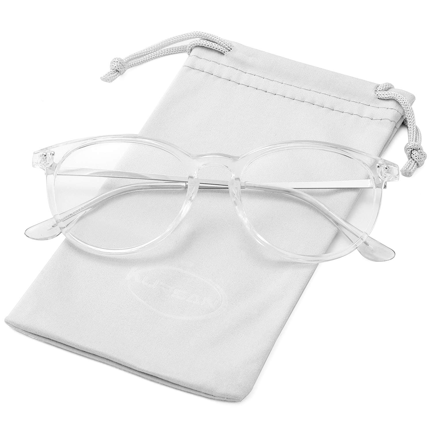 Non Prescription Clear Lens Fake Glasses for Women Men Retro Round Metal Frame Eyeglasses