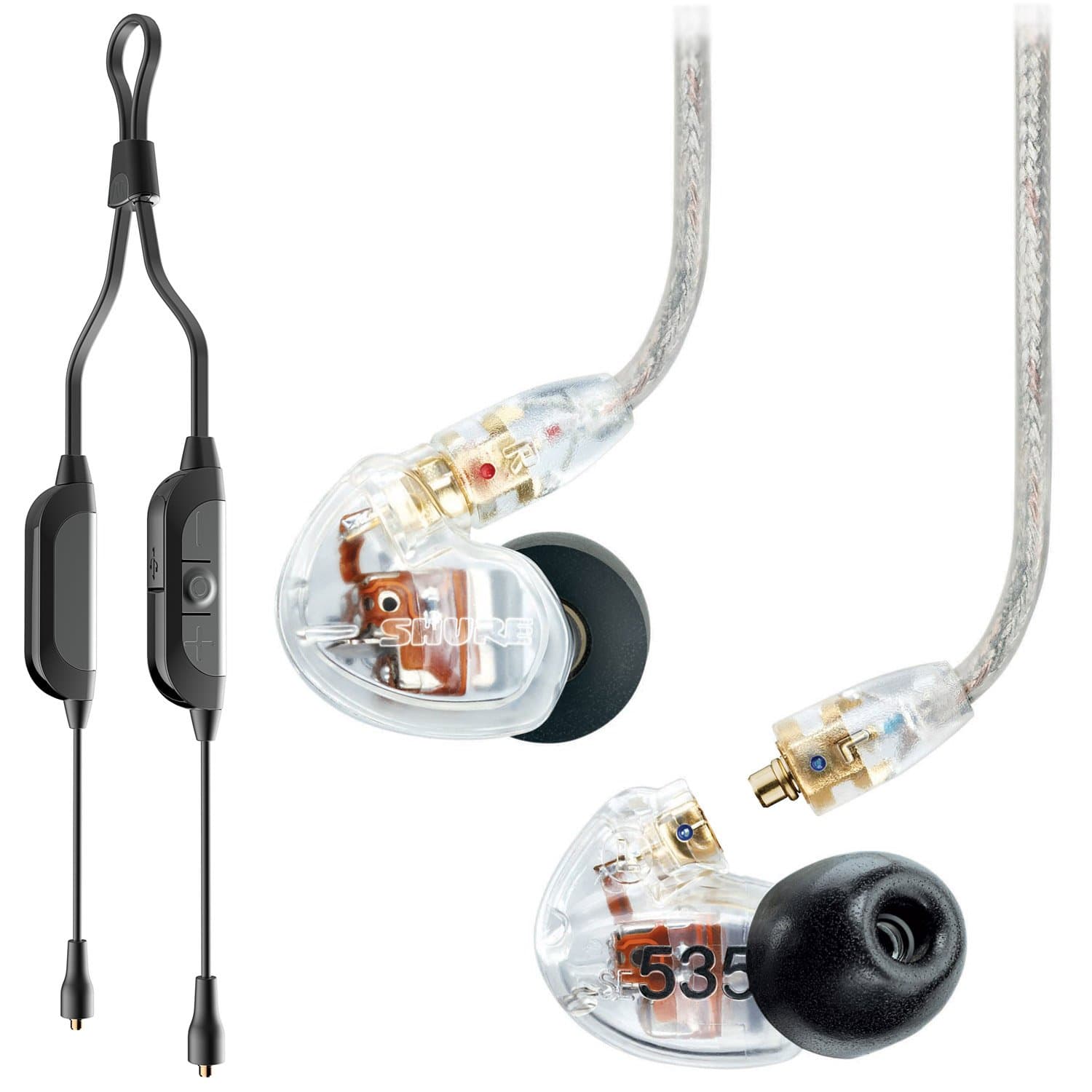 Shure SE535-CL Sound Isolating Earphones - Clear w/ Westone MMCX Full Resolution Bluetooth Cable - Bundle