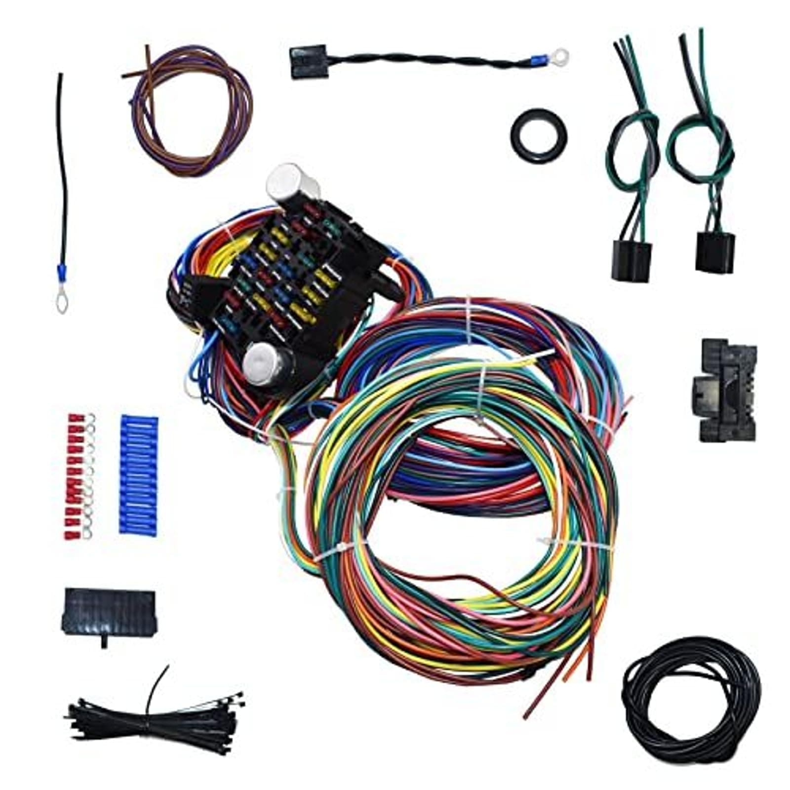 A-Team Performance 21 Standard Circuit Universal Wiring Harness Kit Muscle Car Hot Rod XL Wire - Automotive Replacement Electrical Wiring Harnesses