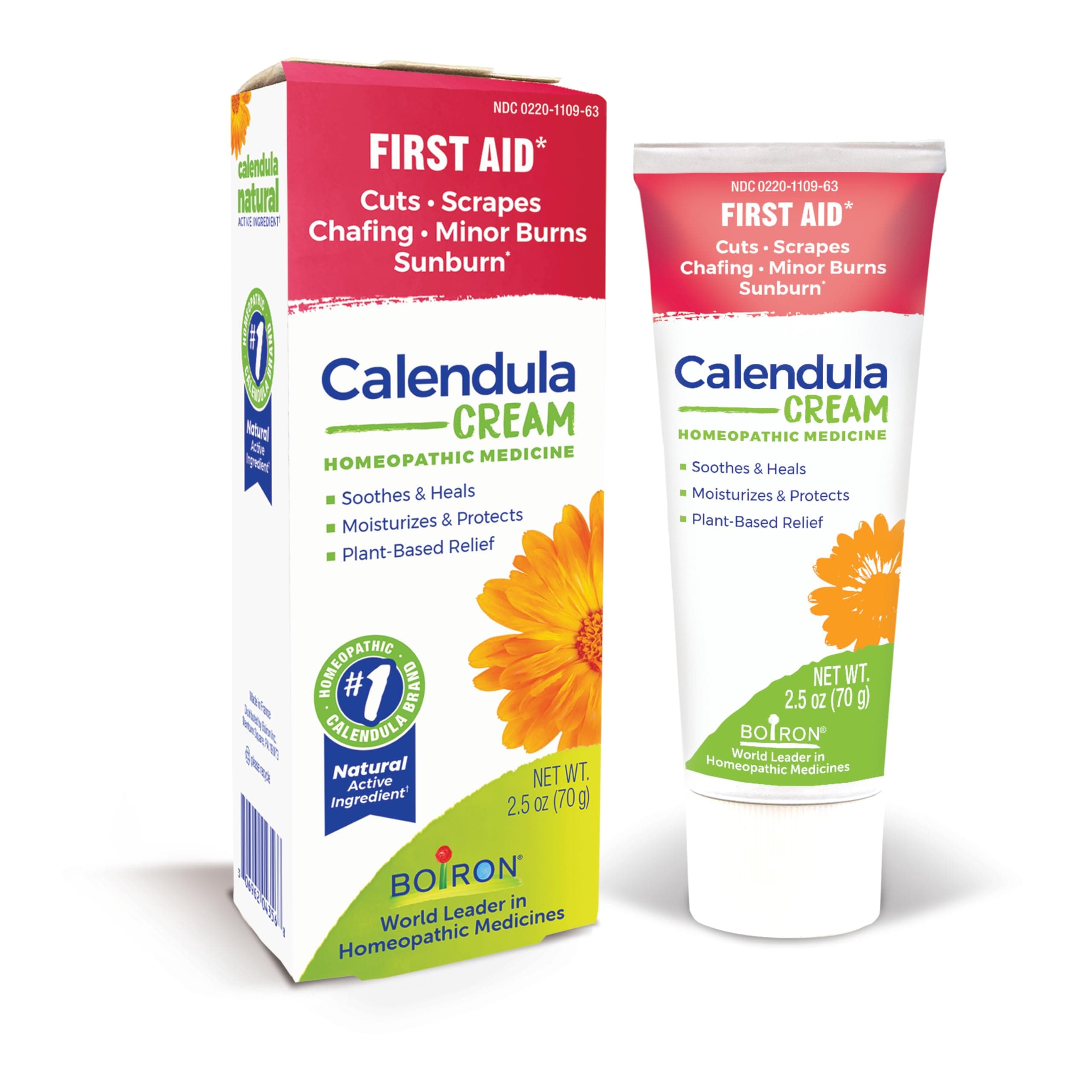 Boiron Calendula Cream for First Aid, Minor Burns, Cuts, Scrapes, Insect Bits and Sunburn - 2.5 oz